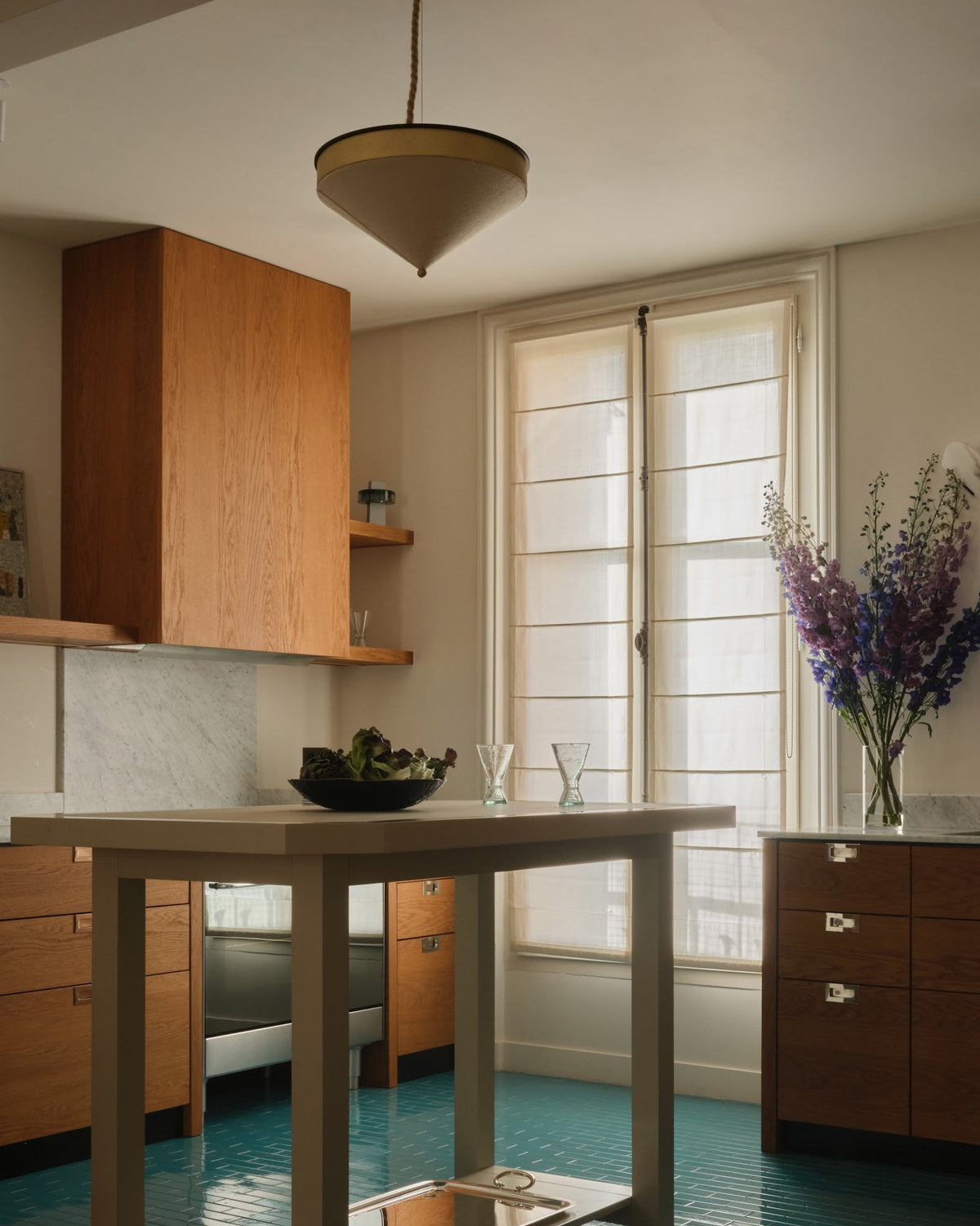 Le Cornet Ceiling or Pendant light in brass and coton — alternate view