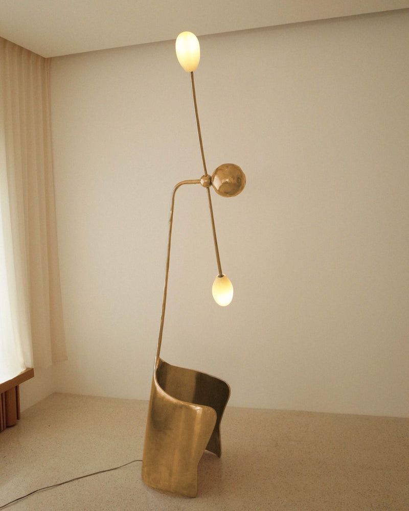 THE MOULIN FLOOR LAMP IN POLISHED BRASS by Atelier Ellery | The Oblist — polished brass, modern design