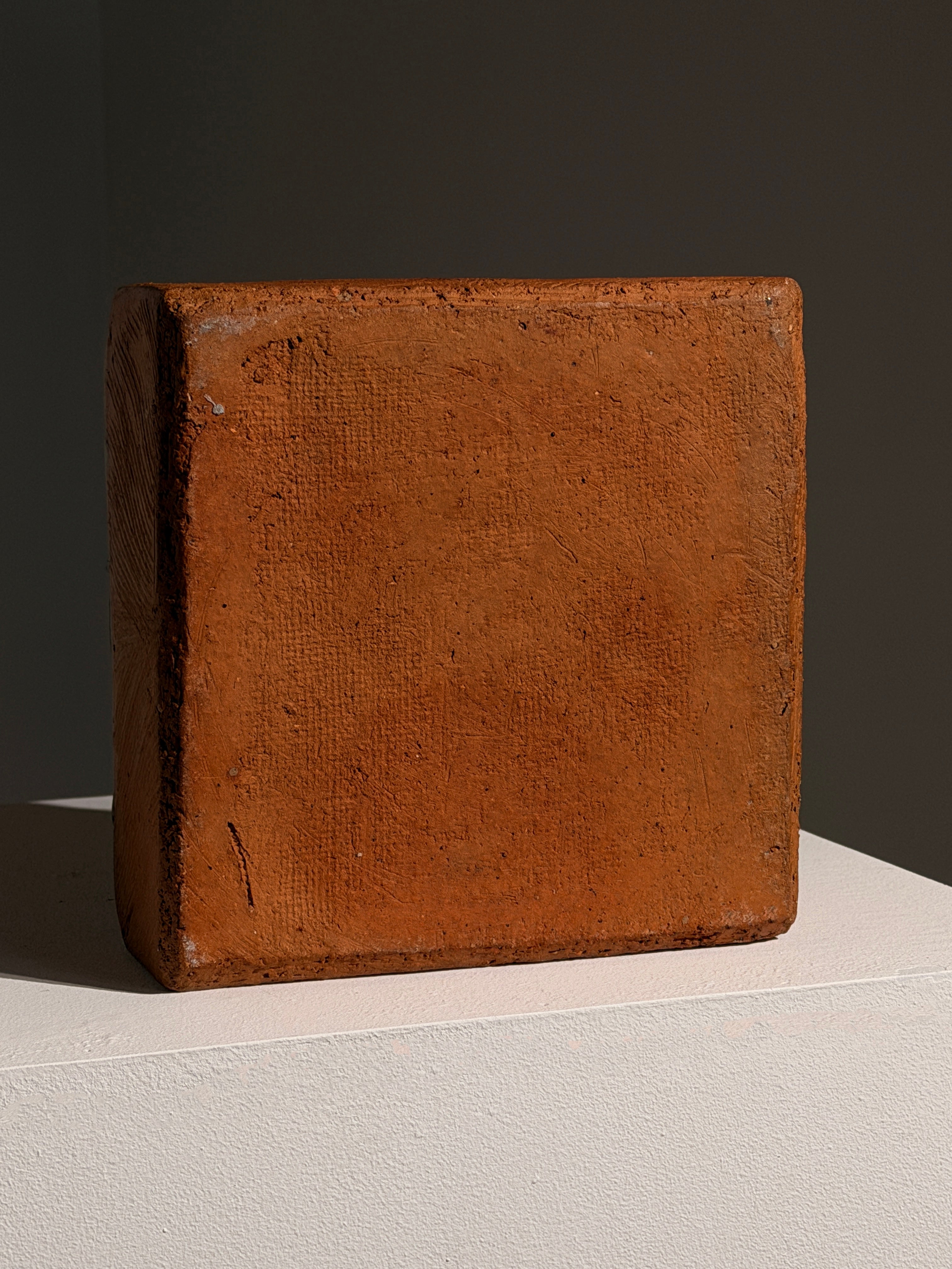 Architectural Stoneware Vase Attributed to Pierre Culot — back view highlighting textured terracotta surface