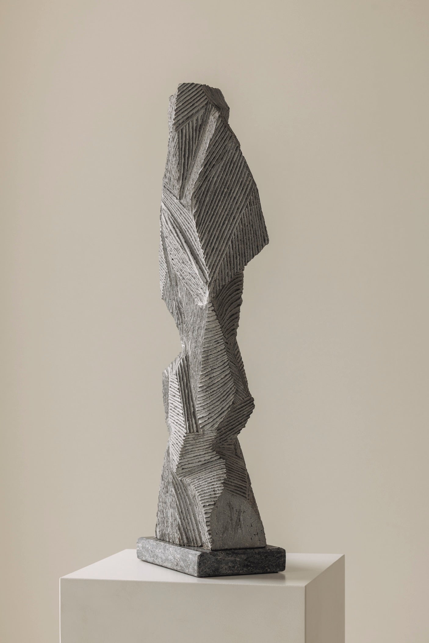 Abstract sculpture Carved from natural stone by Marc Verdoodt, Belgium 1980s. — in context