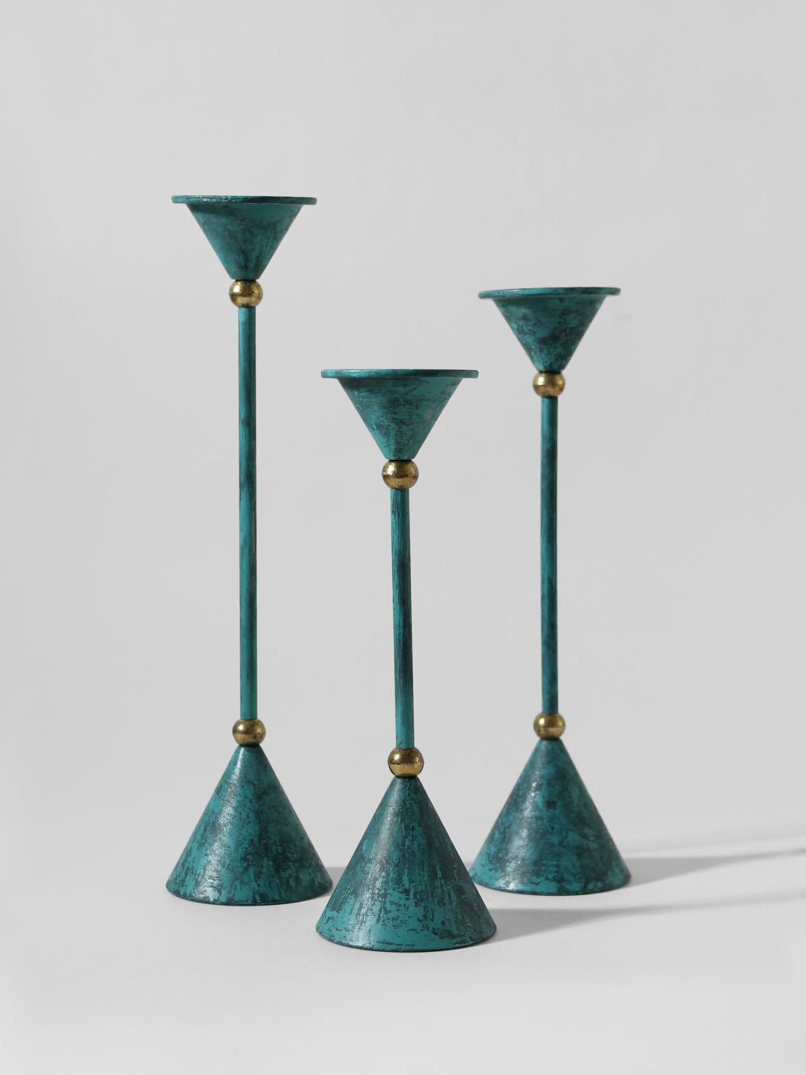 Memphis Design Metal Candle Holders Set, 1980s