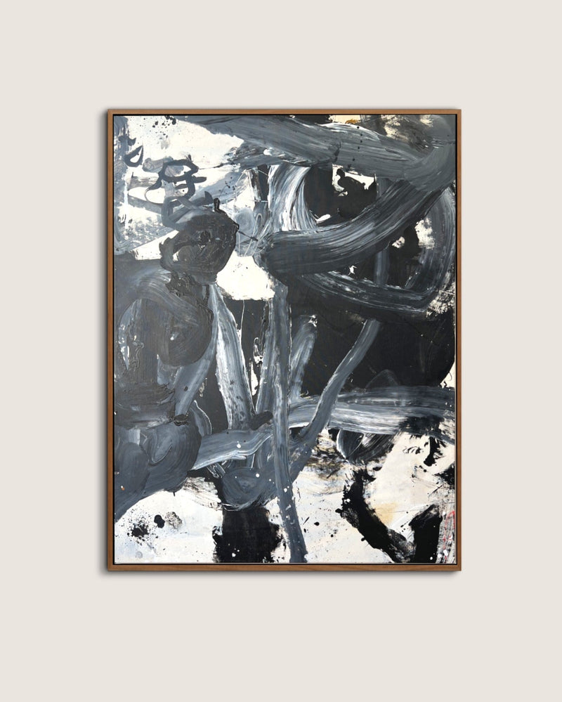 "Paradis-Hamn" Painting in Ink, Pigments, Charcoal on Canvas — side angle