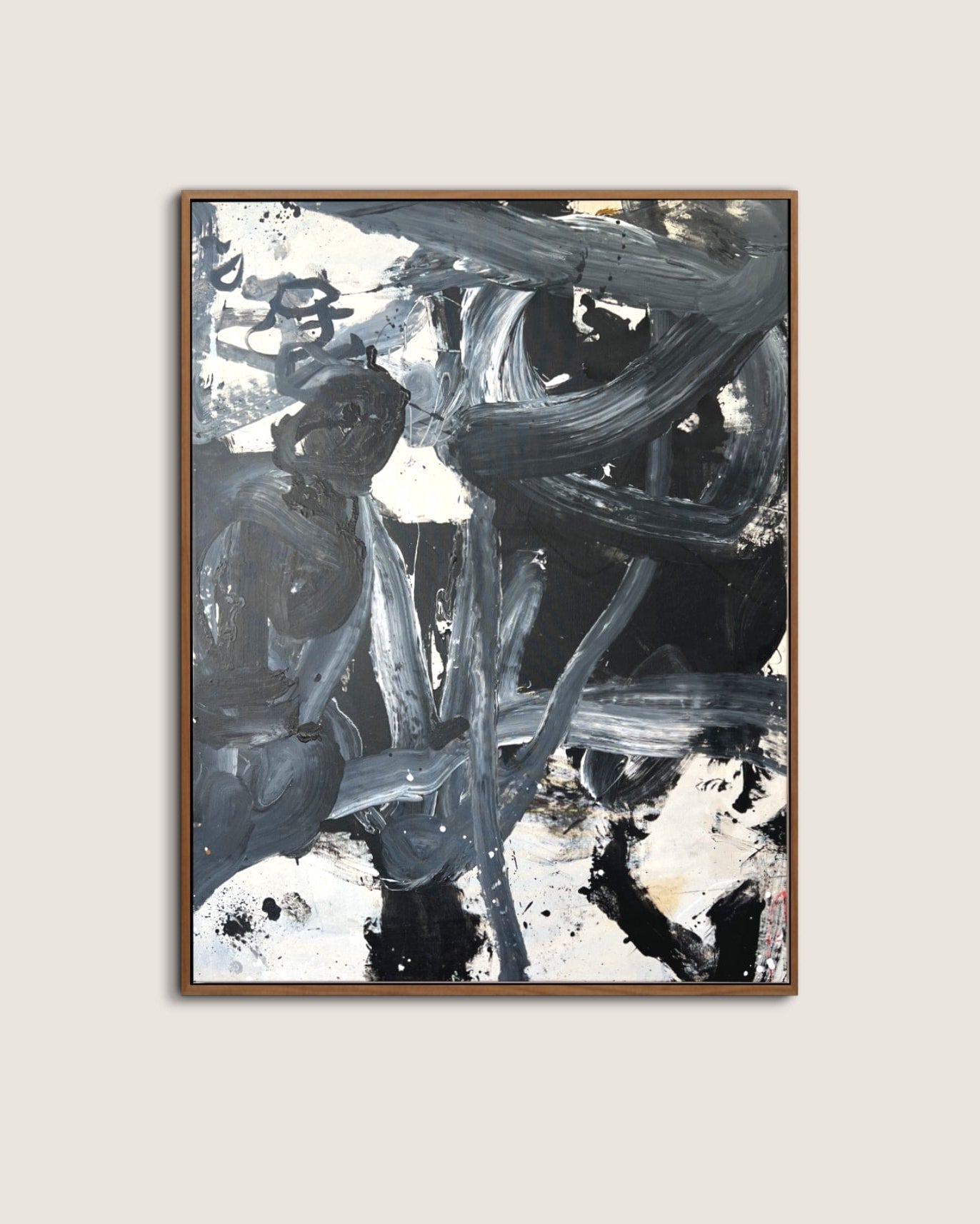 "Paradis-Hamn" Painting in Ink, Pigments, Charcoal on Canvas — side angle