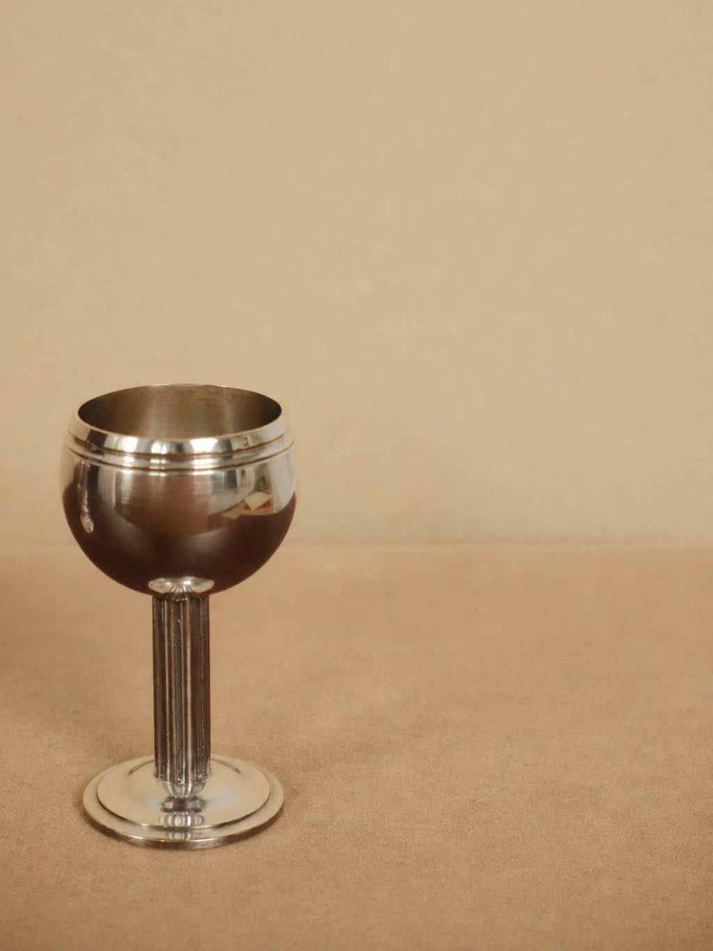 Set of 6 Silver-Plated Metal Liqueur Glasses — side angle
