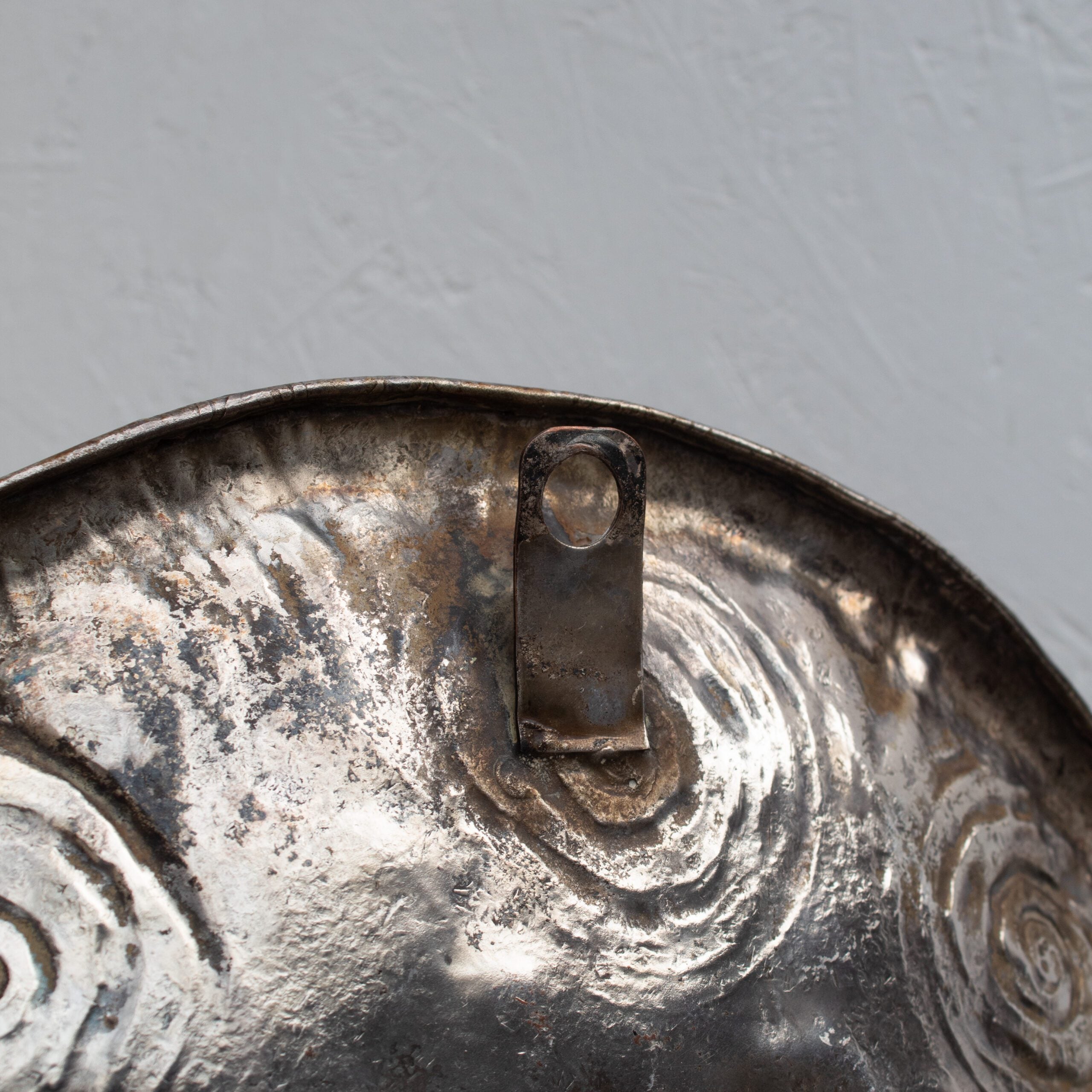 Bragalini Wall Art with Spiral Relief Motif in Hammered Metal — additional view