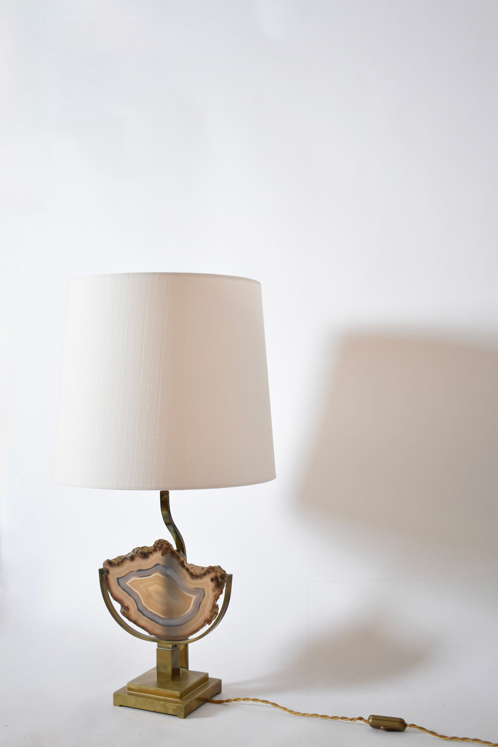 Agate and Brass Table Lamp, 1970s — detail view