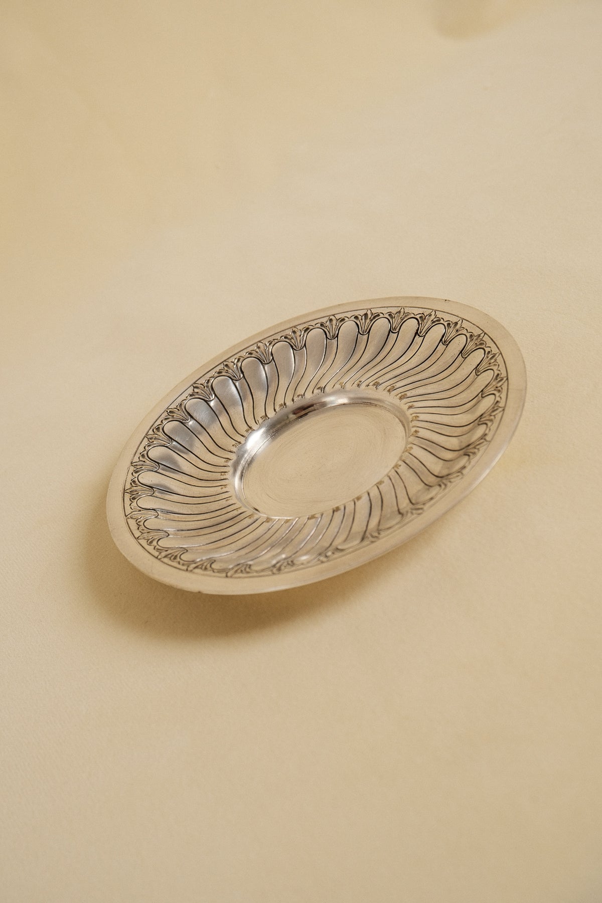 Art Nouveau Silver-Plated Trinket Dish by Léopold Auzolle — side angle