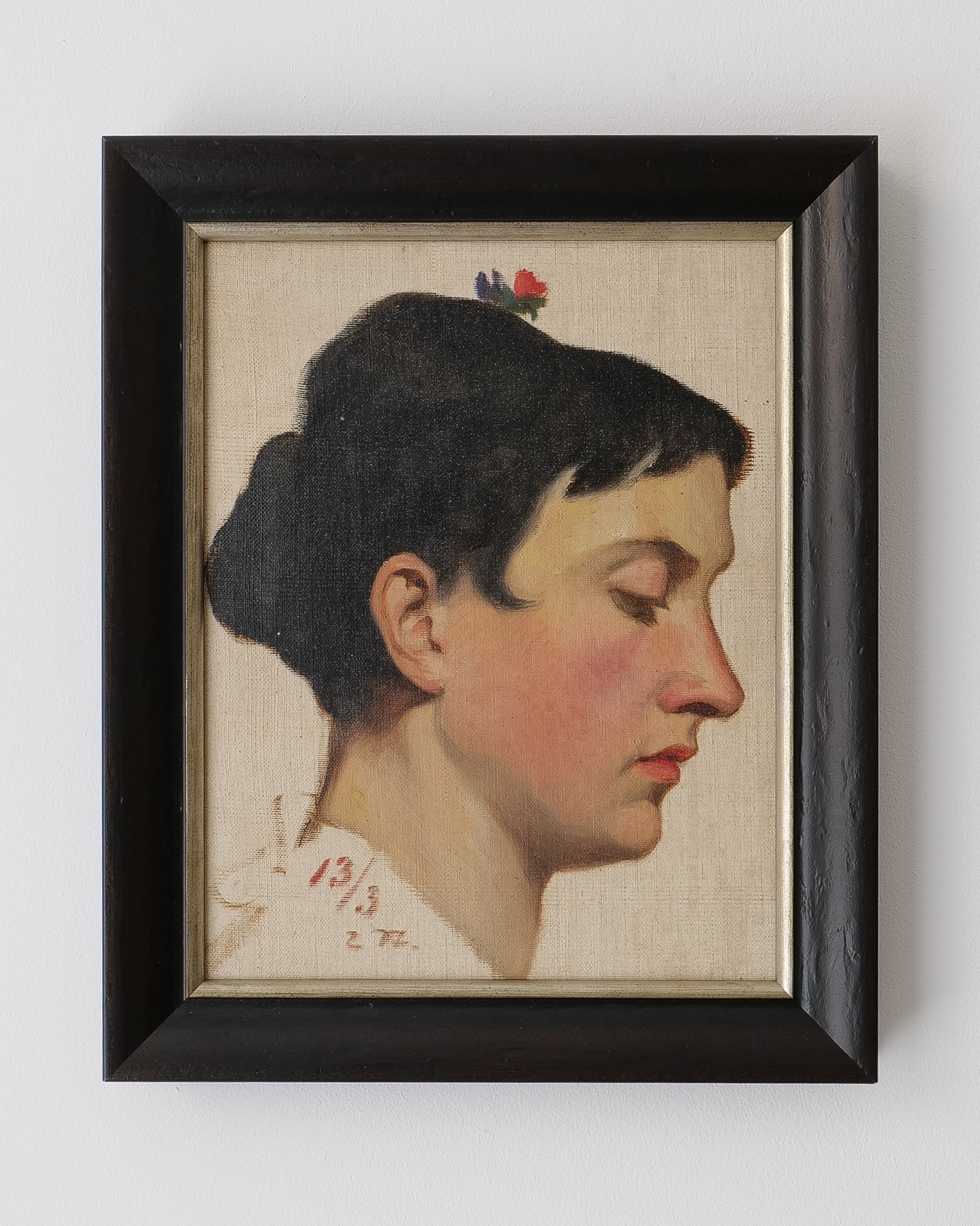French Academic Portrait in Oil, France 1913 — side angle