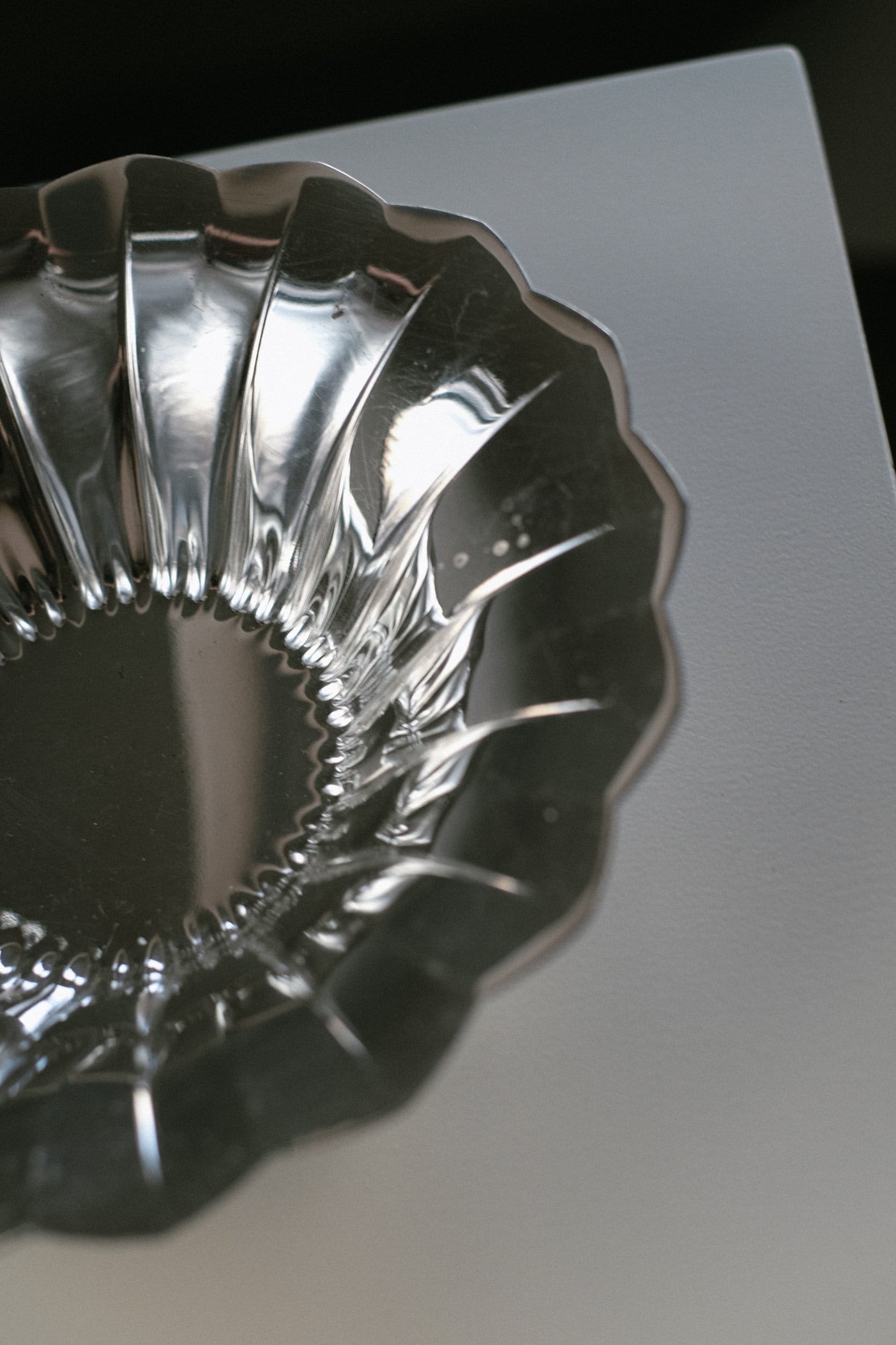 Silver-Plated Footed Bowl — top view highlighting scalloped rim