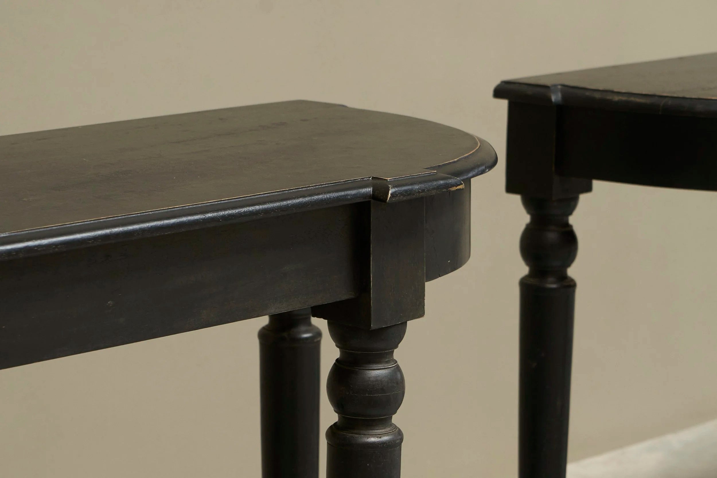 Pair of Ebonized Console Tables Early 19th Century — side angle