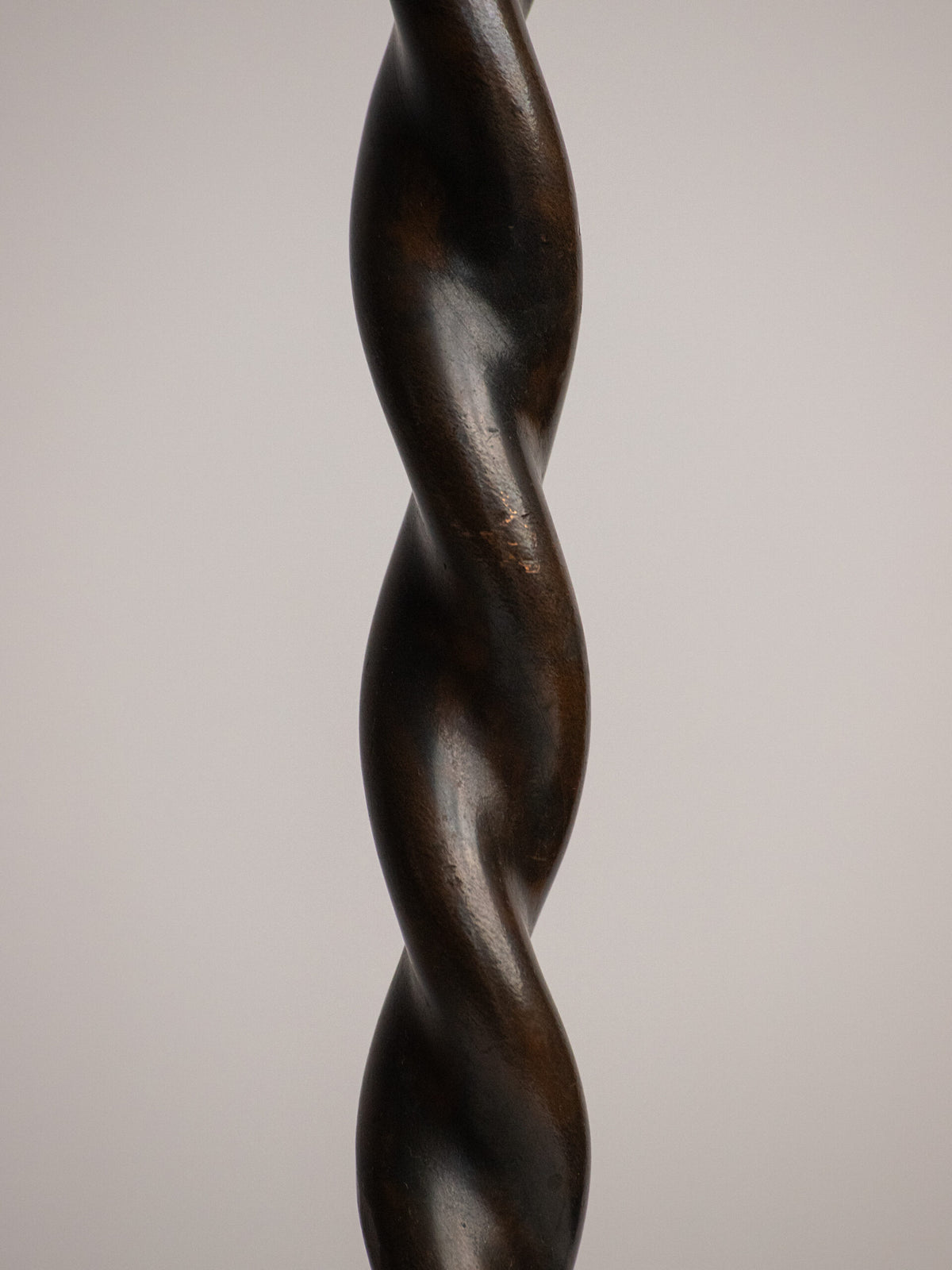 Hand-Twisted Copper Table Lamp on Hammered Plinth with Black Cone Shade, Northern European Workshop, 1960s — lifestyle setting