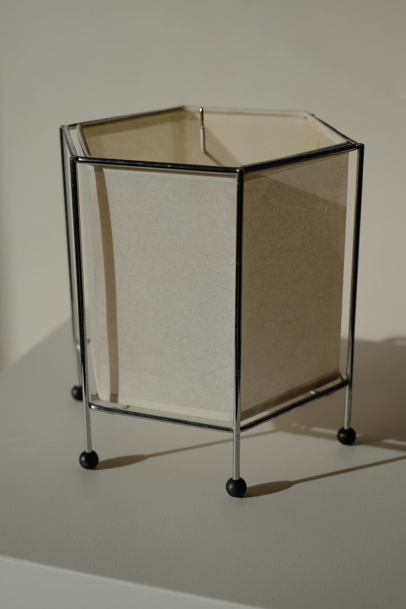 Japanese Rice Paper Table Lamp — close-up of hexagonal frame and paper shade