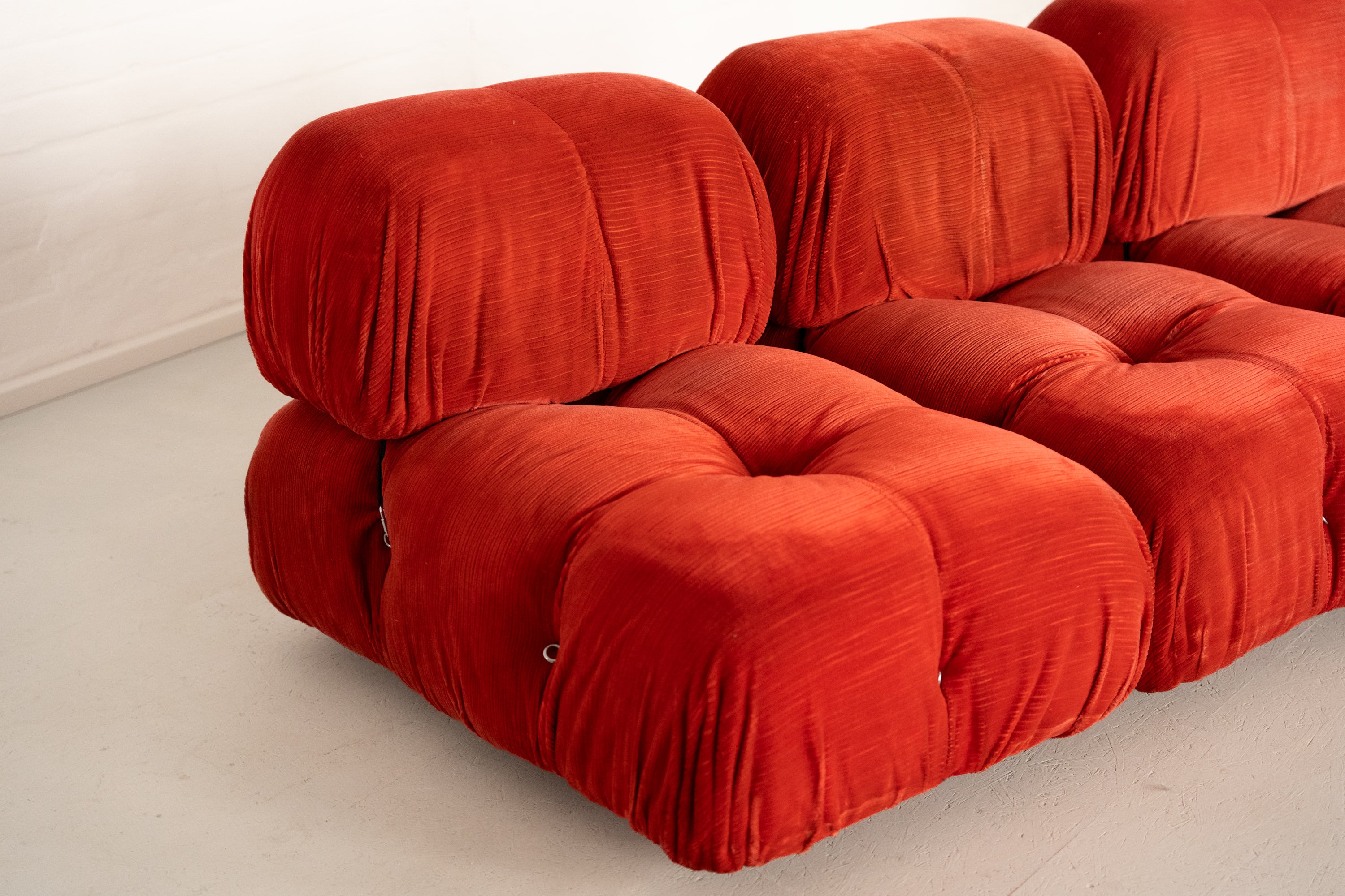 Camaleonda Modular Sofa by Mario Bellini for B&B Italia — top view of orange velvet upholstery