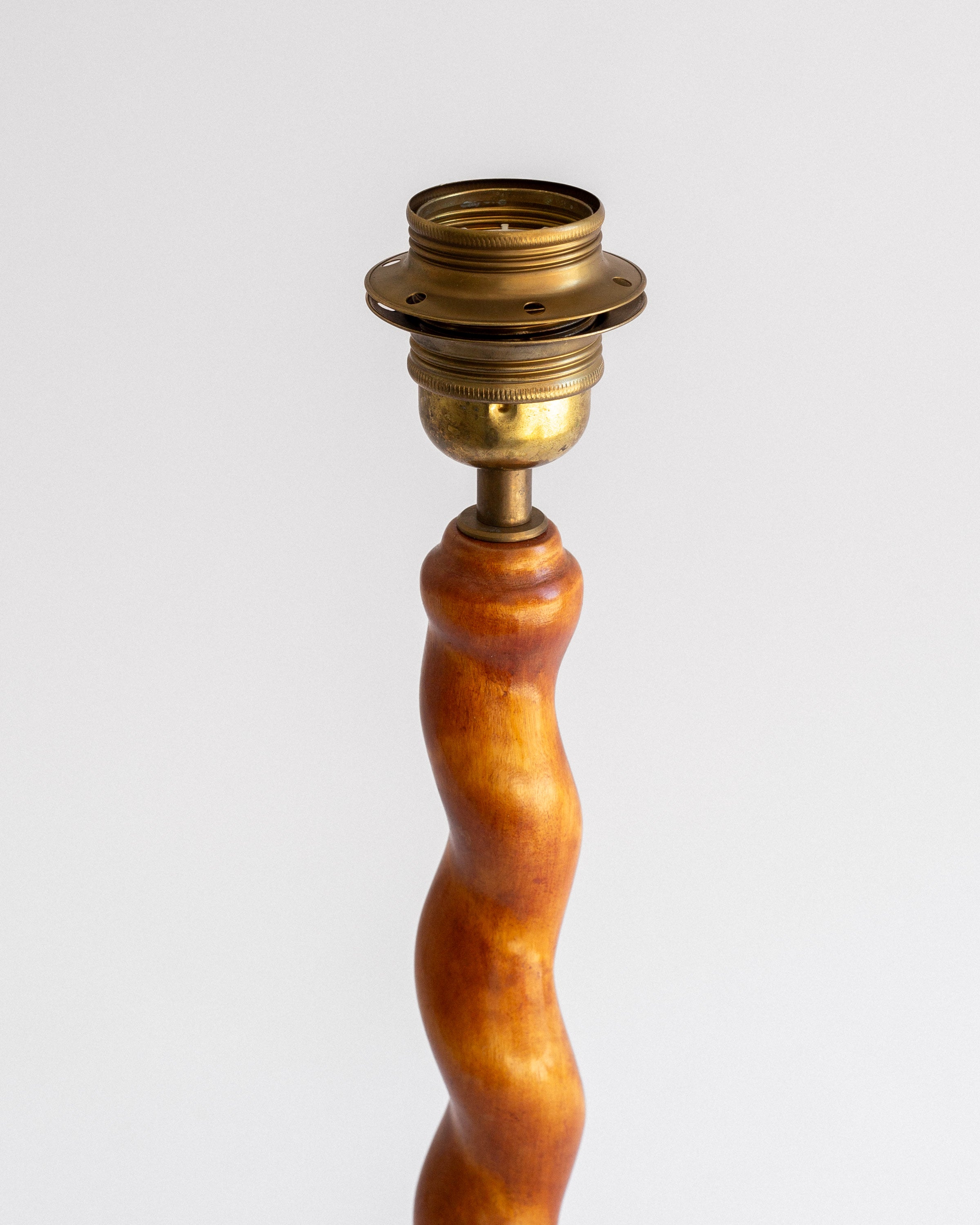 Hand-Carved Swedish Table Lamp, 1943 — close-up