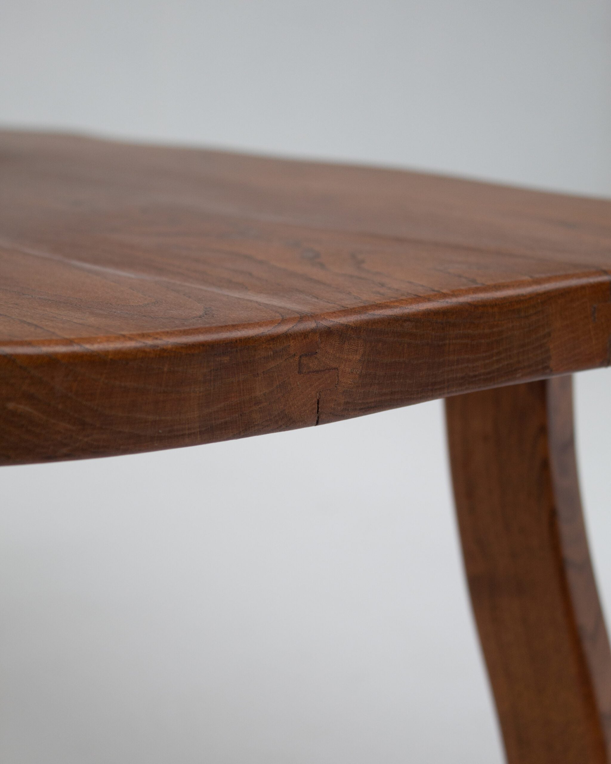 Handcrafted Sculptural Brutalist Solid Elm Side Table — close-up