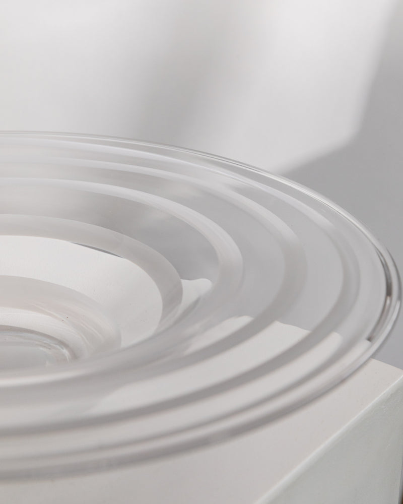 Clear Murano glass bowl showing concentric ridged pattern detail