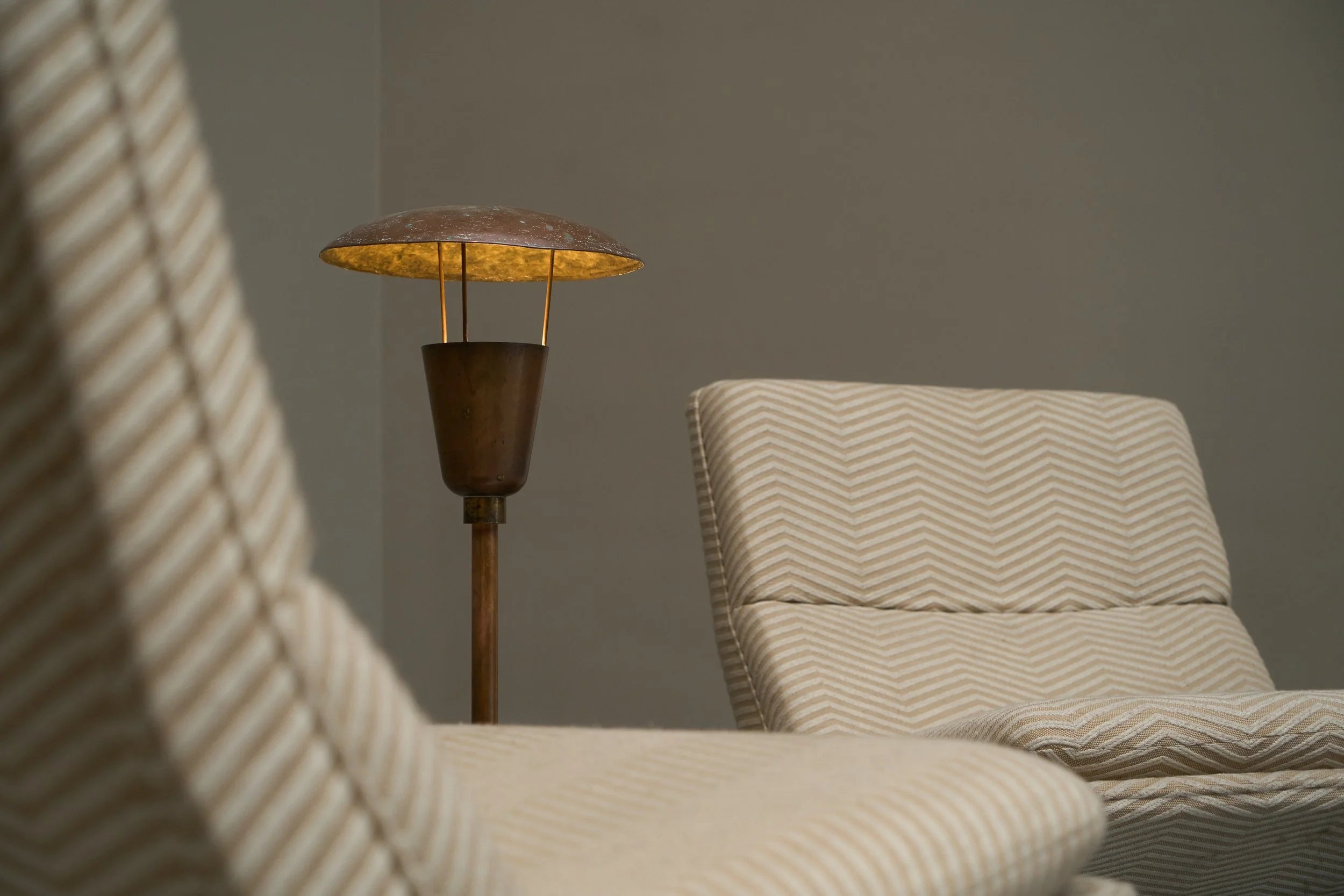 Unique Floor Lamp in Patinated Copper 1960s — side angle