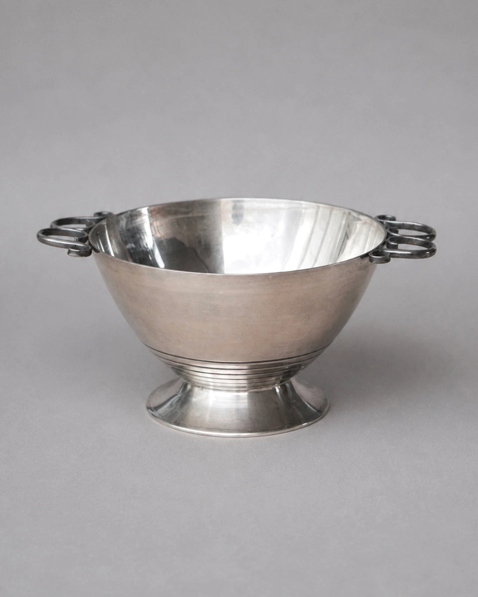1970s French Vintage Silver-Plated Scroll Sugar Bowl — close-up
