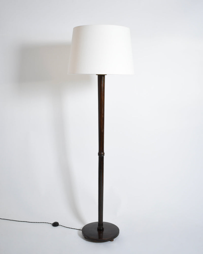 Wooden Art Deco Floor Lamp, 1930s by Barracuda Interiors | The Oblist — handcrafted wood, white shade