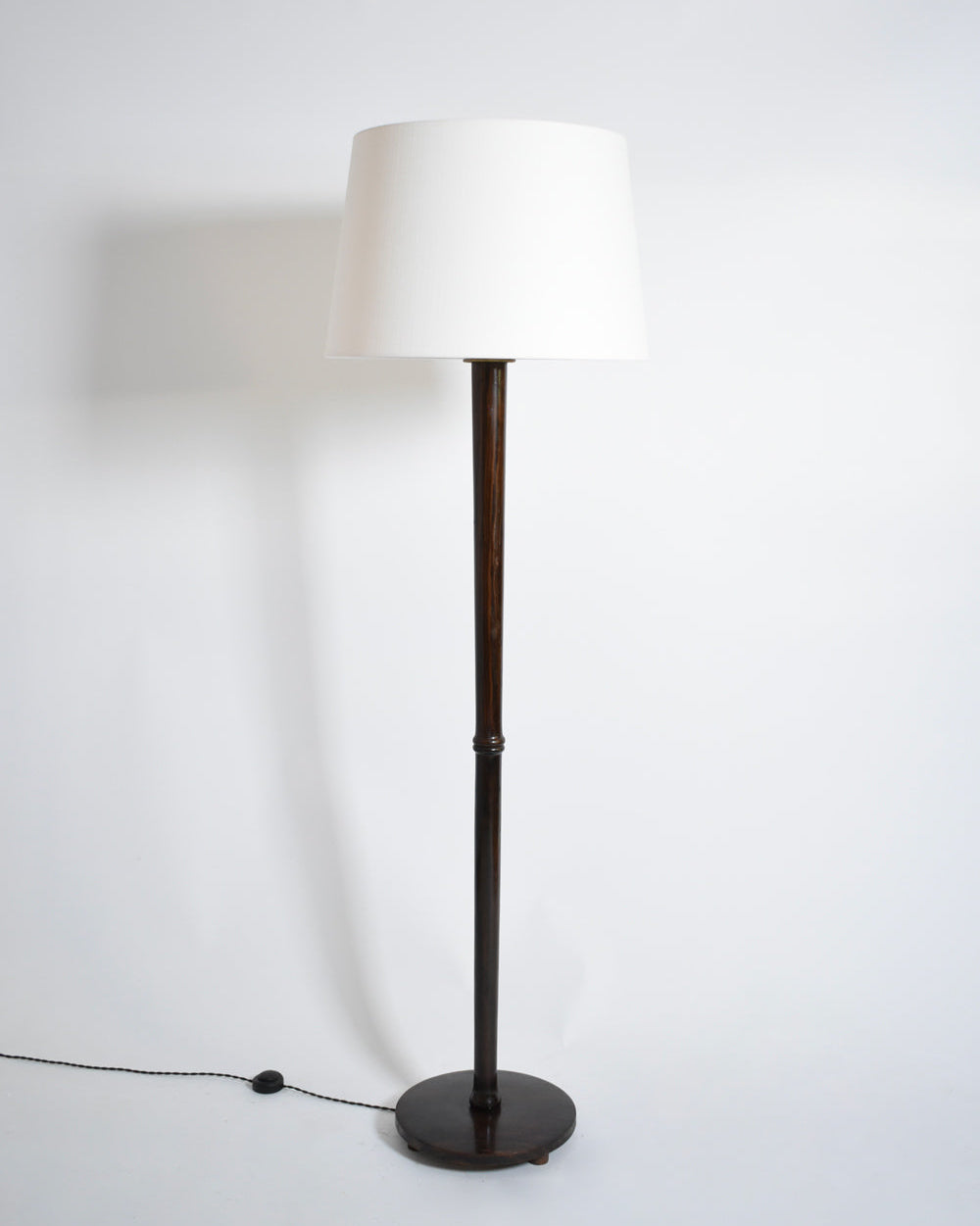 Wooden Art Deco Floor Lamp, 1930s by Barracuda Interiors | The Oblist — handcrafted wood, white shade