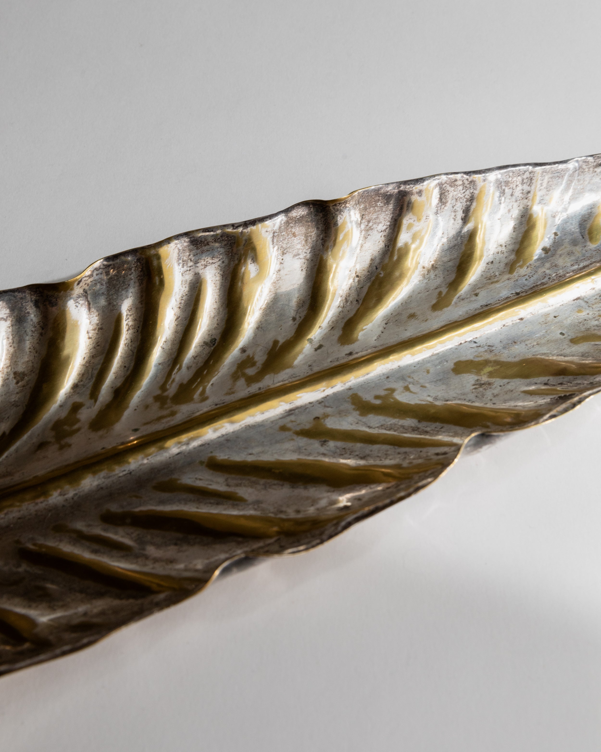 Bol Feuille Plaqué Argent, Italie Années 1970