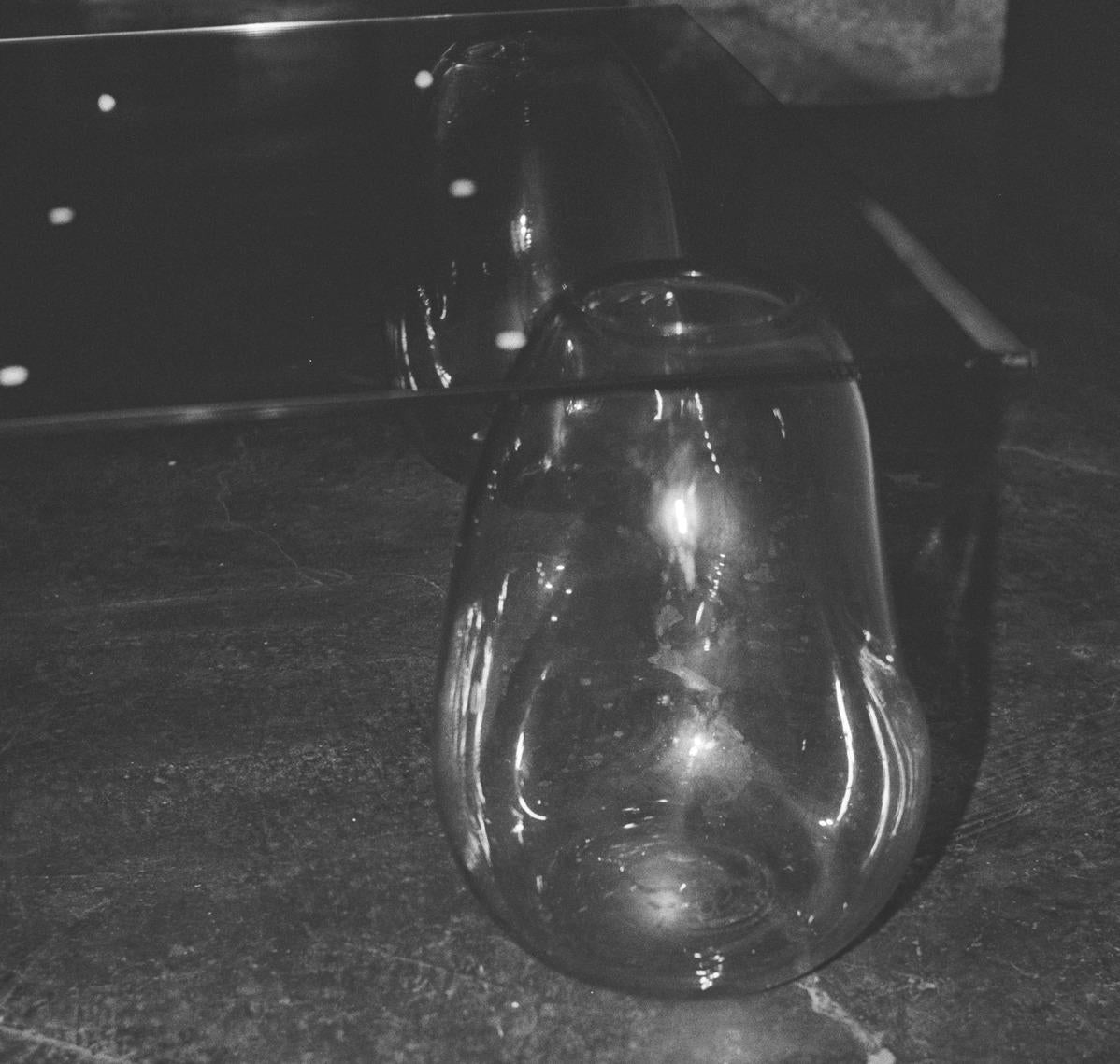 Bubble Side Table in Glass — top view showing glass base and surface