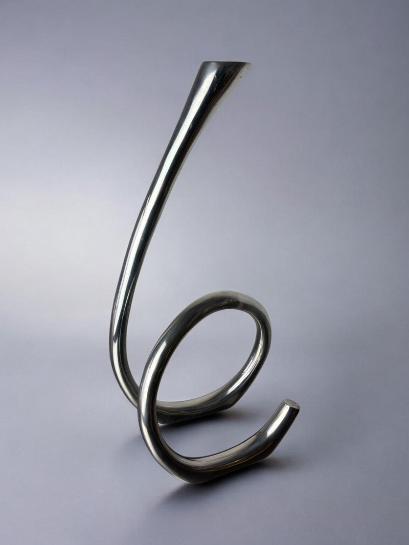 XL Biomorphic candleholder, solid aluminum, Spain, 1970 by Malamar Studio | The Oblist