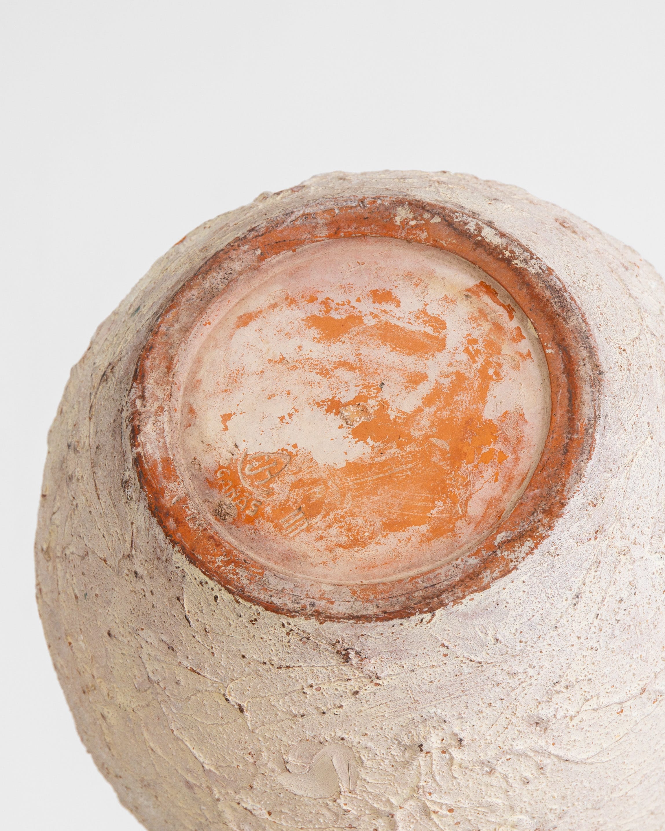 Large Textured Ceramic Floor Vase, 1940s-40s Sweden — top view showing textured surface and base