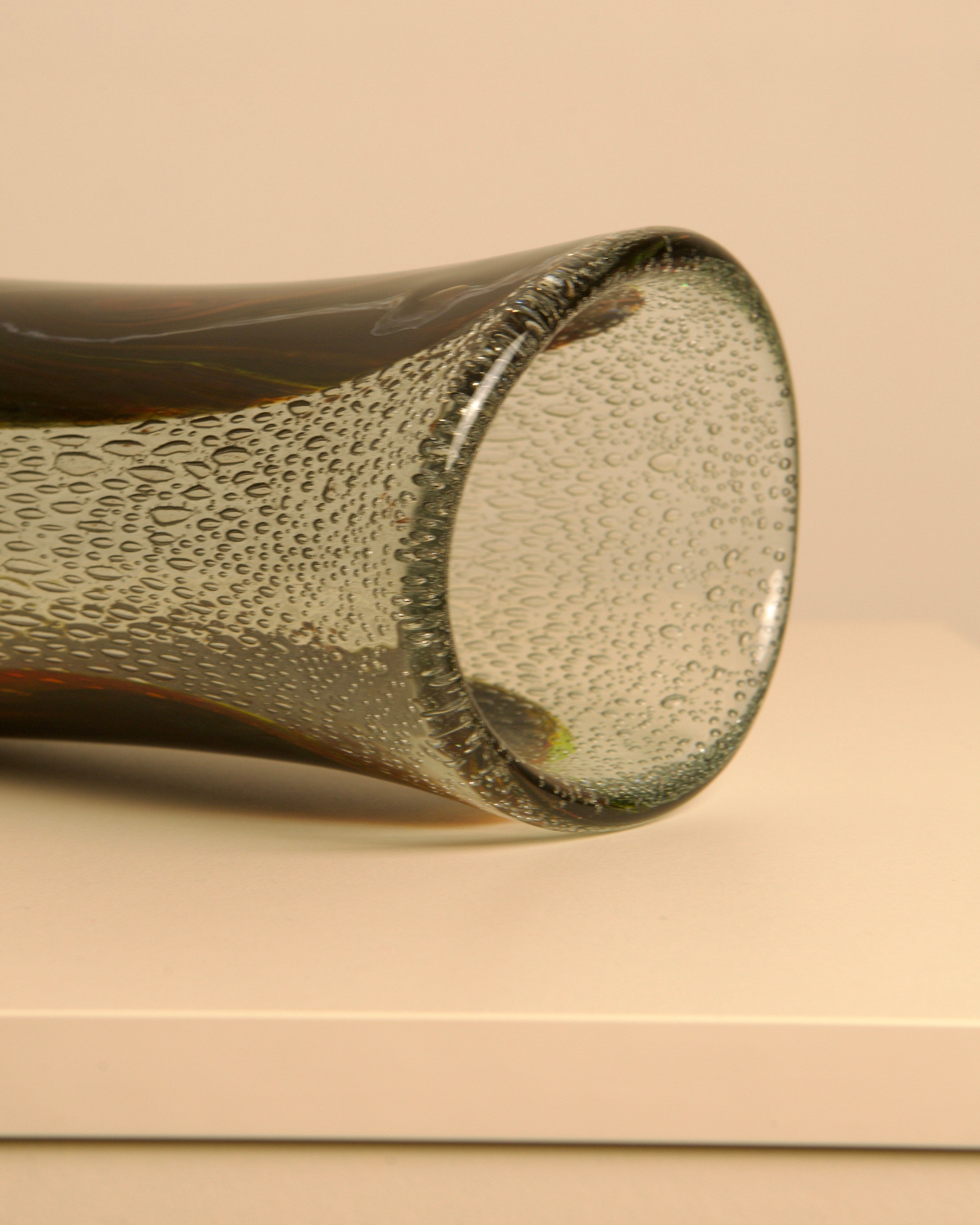 Grand vase en verre de Murano italien "Plume de paon" années 1960