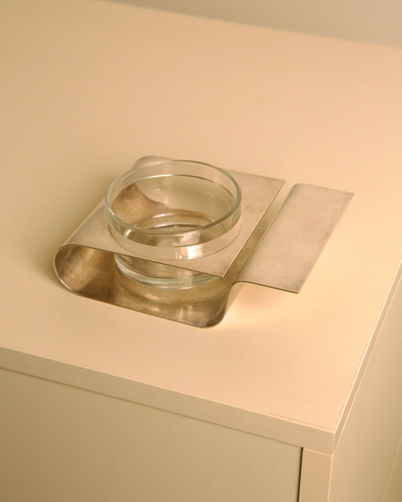 Metal and Glass Tray by Lino Sabattini, 1980s | The Oblist — vintage metal and glass design