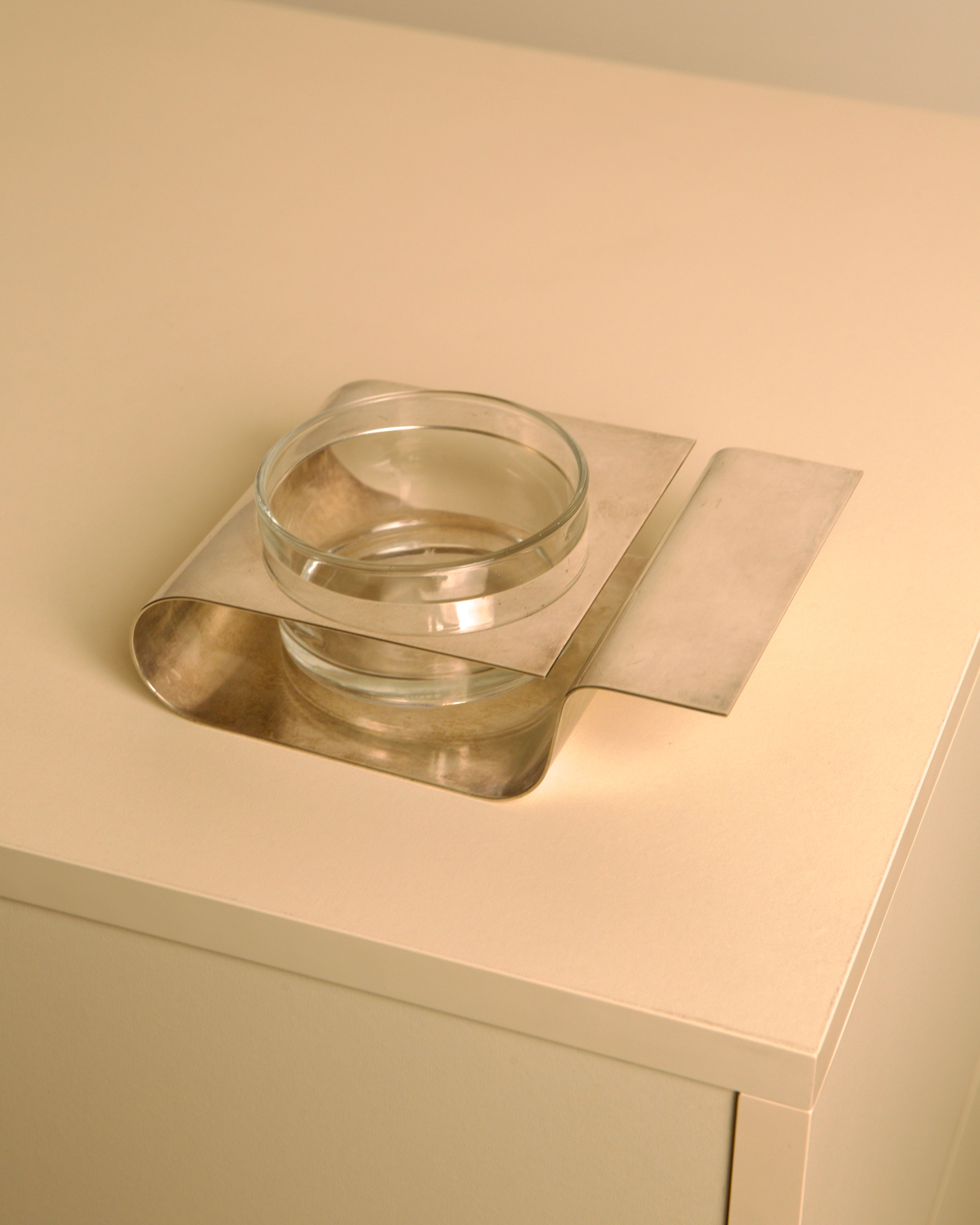 Metal and Glass Tray by Lino Sabattini, 1980s | The Oblist — vintage metal and glass design