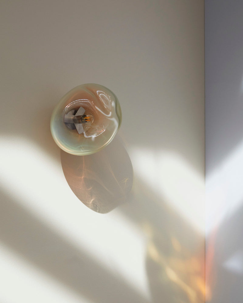 AIRISI wall lamp - size S (L: 27cm-30cm) by ELOA - Unique Lights | The Oblist — glass, soft pastel colors