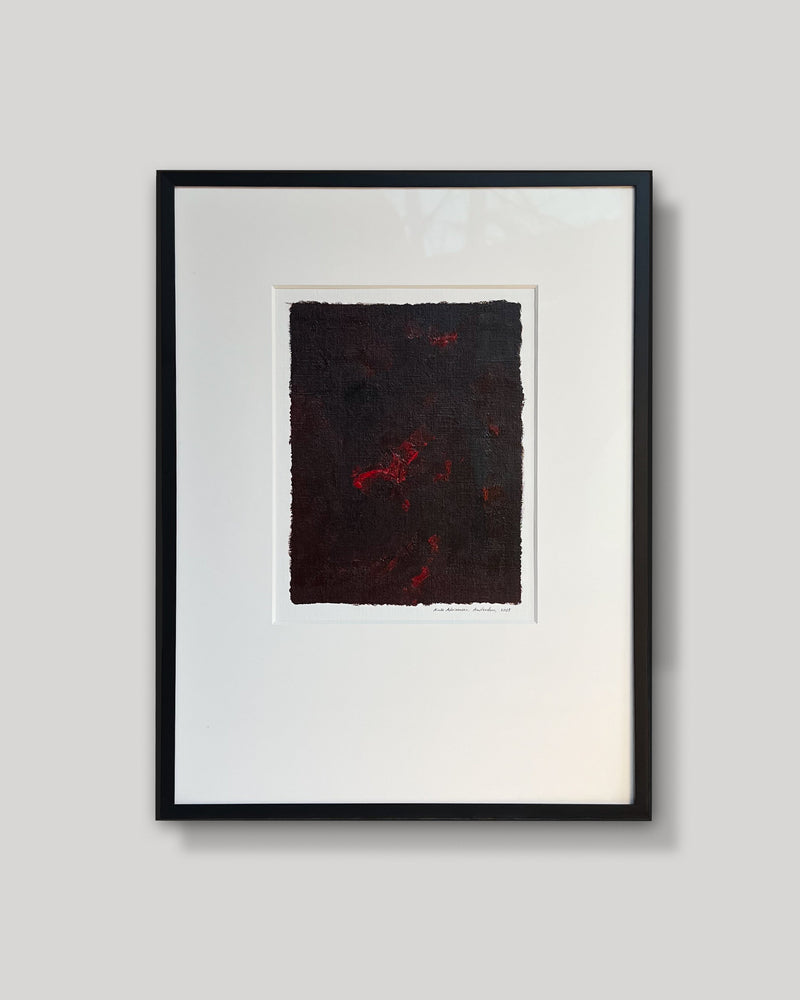 Oil painting on paper - 11 (2025) by Aimée Adriaansen | The Oblist — dark red tones, contemporary artwork