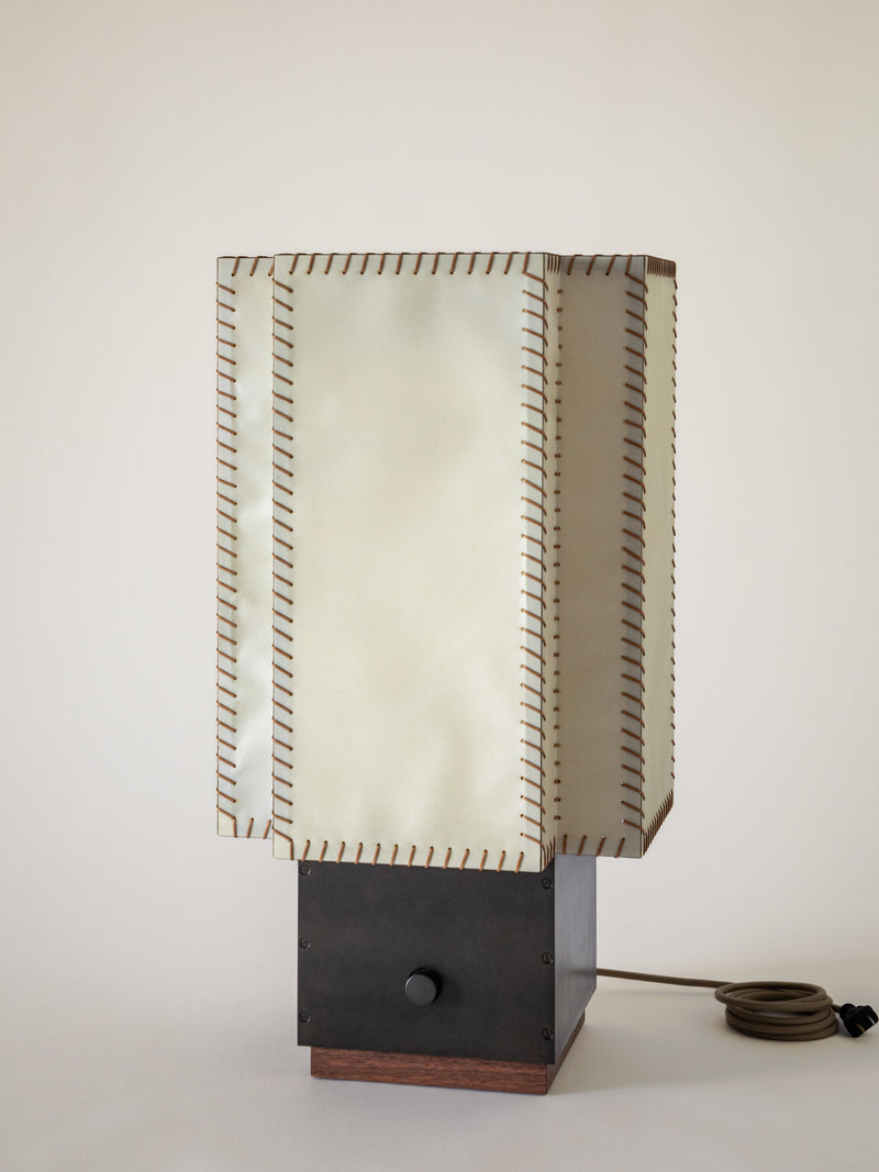 Torre Table Lamp Large — close-up of stitched fabric shade and base