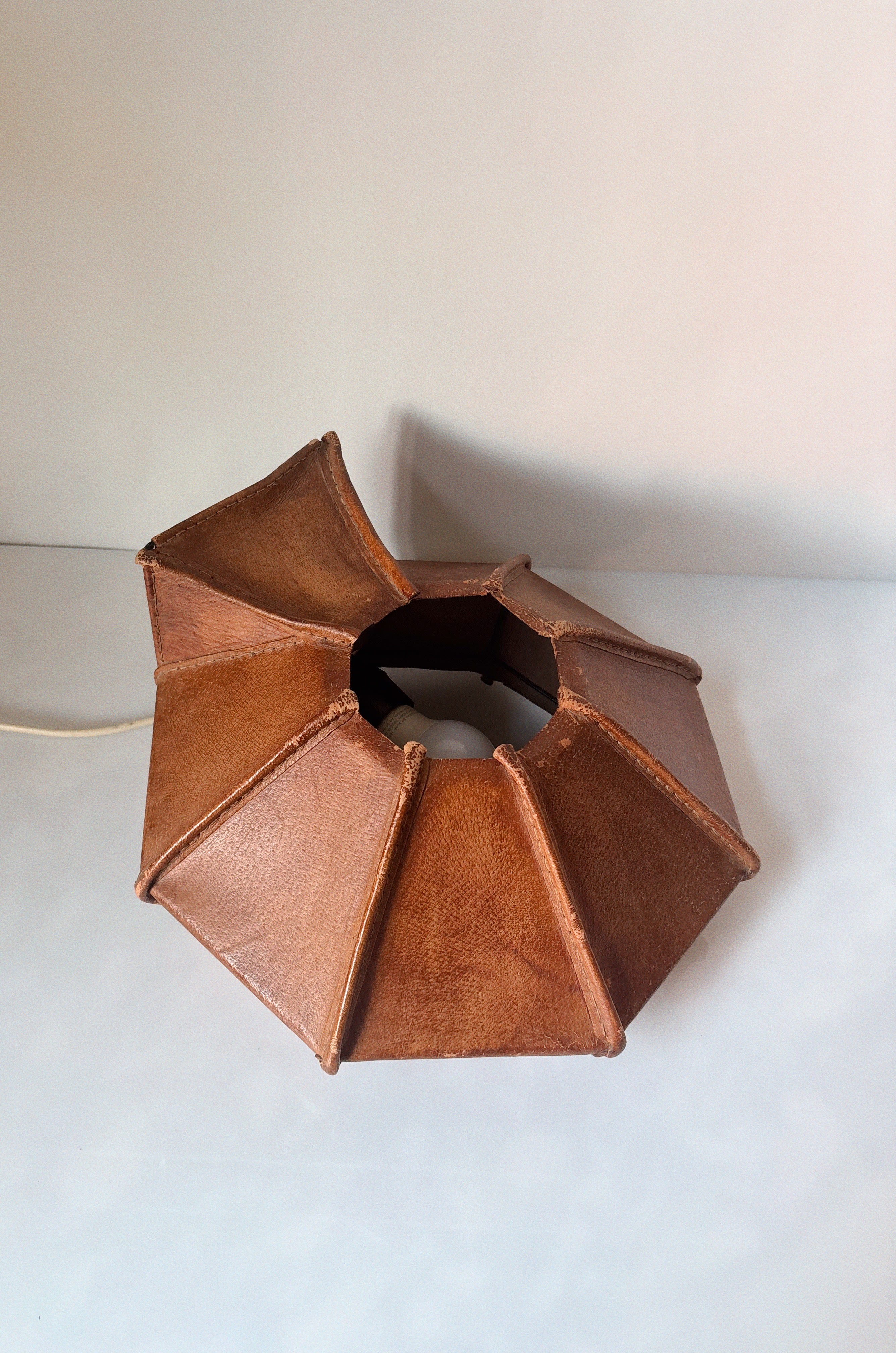 Leather Wall Lamp, Mid Century Poland — lifestyle setting