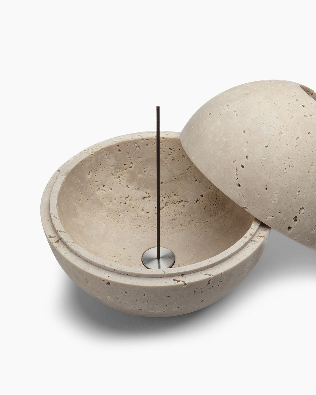 Incense Holder in Travertine Stone — lifestyle setting