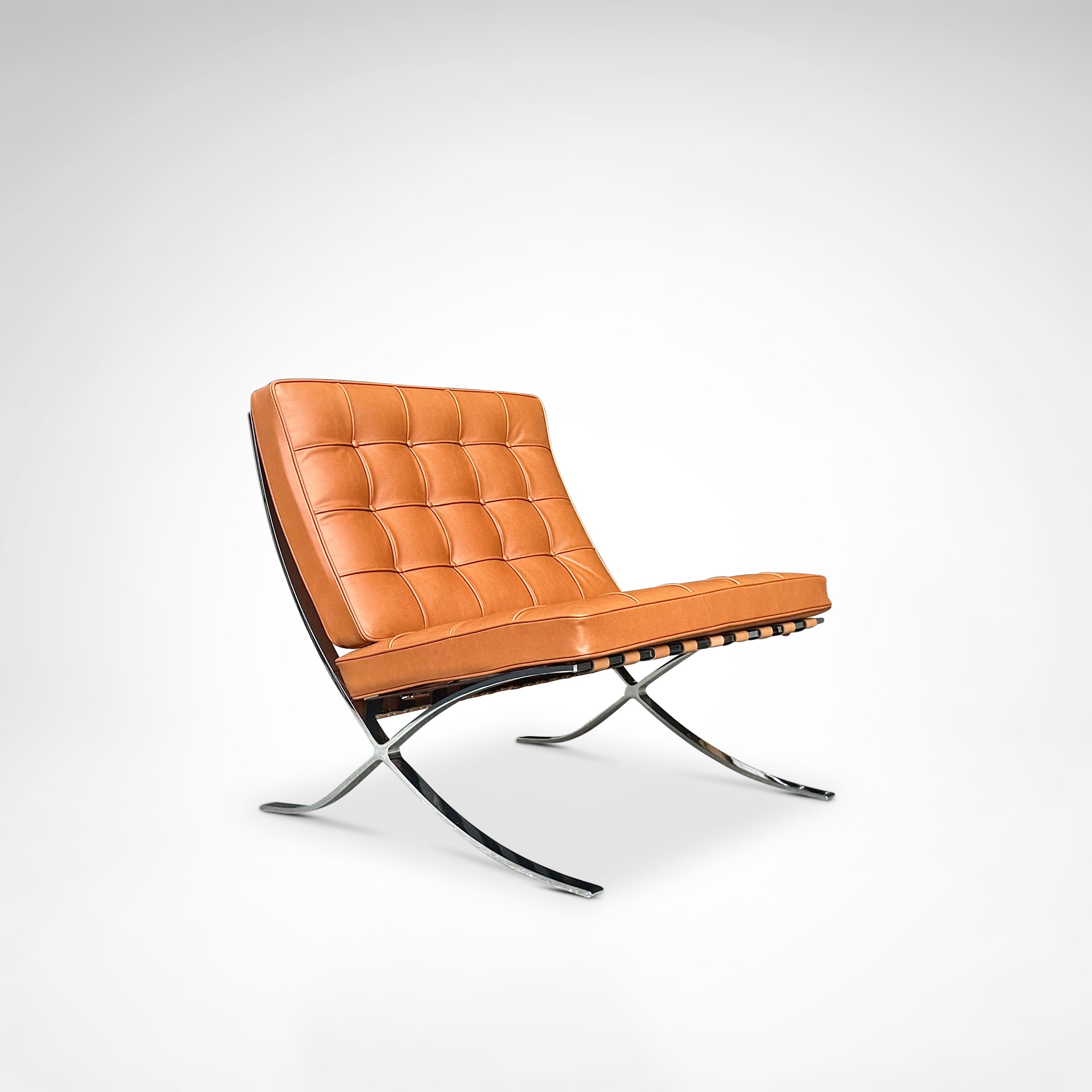 Barcelona lounge chair MR90 by Mies van der Rohe for Knoll — close-up