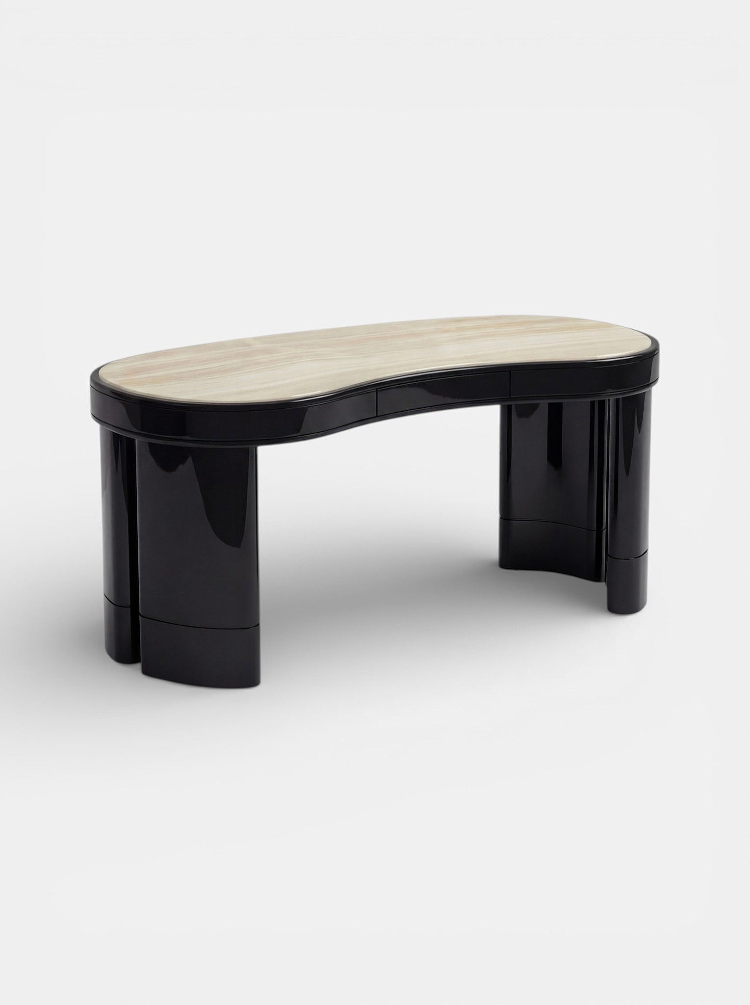 Nicola Black And Ivory Onyx Desk — side angle