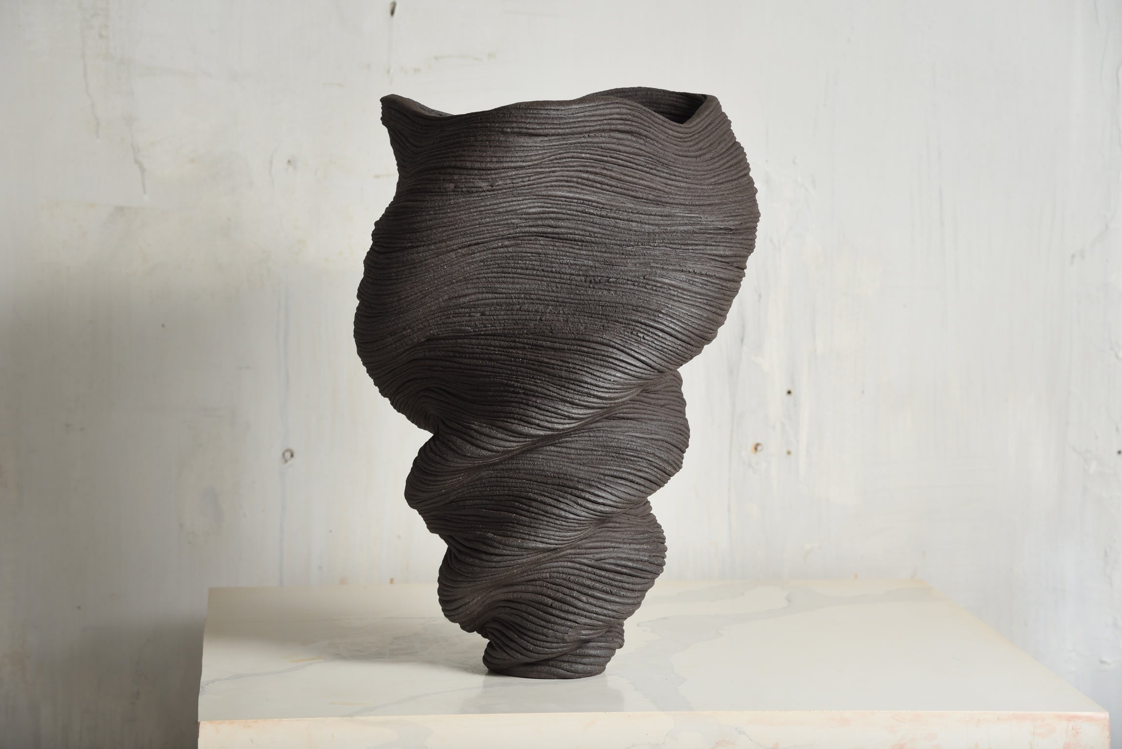 Black Stoneware Vase — lifestyle setting