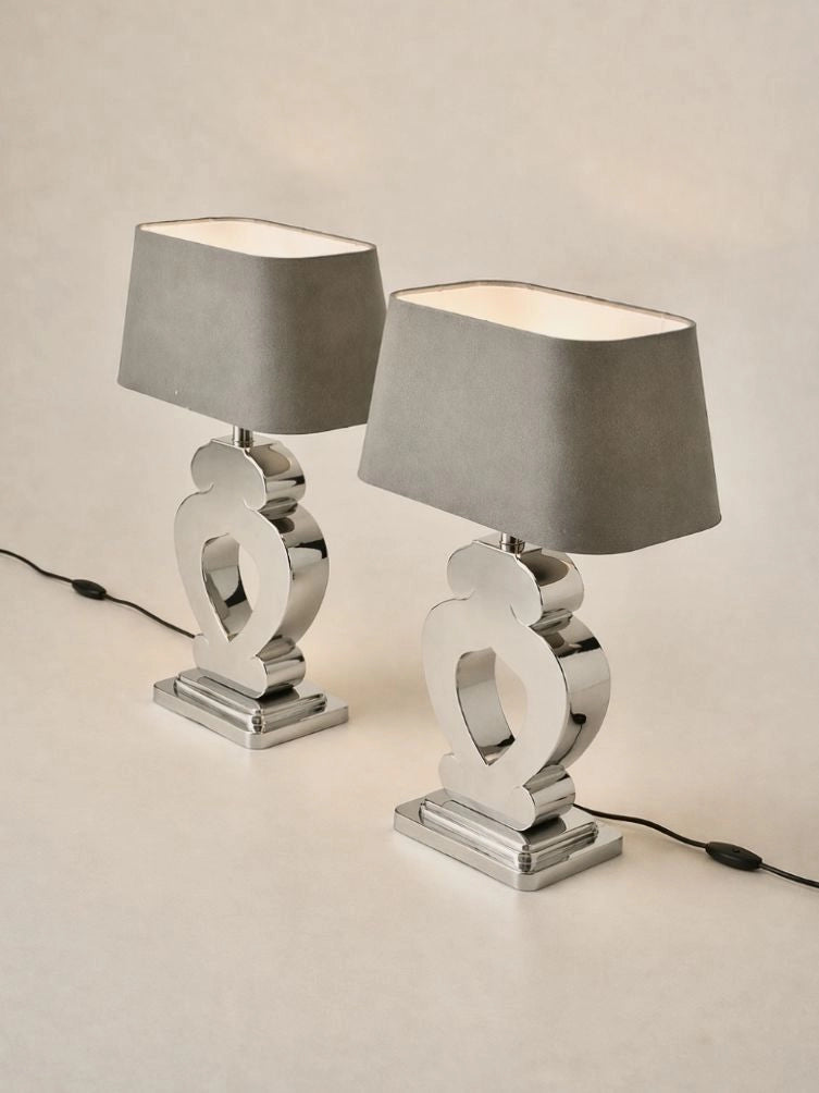 1980s Netherlands Table Lamp in Fabric and Heavy Cast Aluminum — lifestyle setting