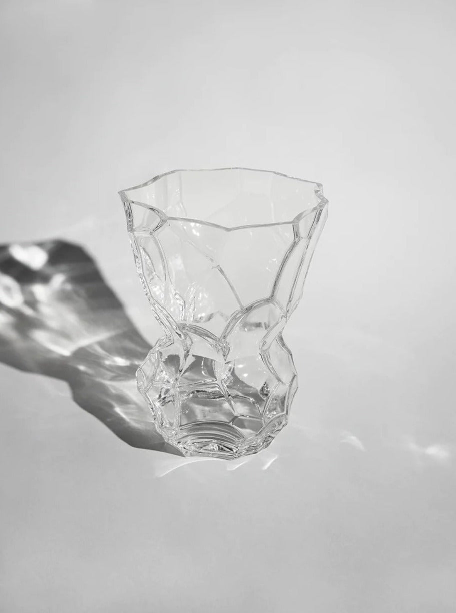 Reflection Vase - Clear — angled view on light gray surface