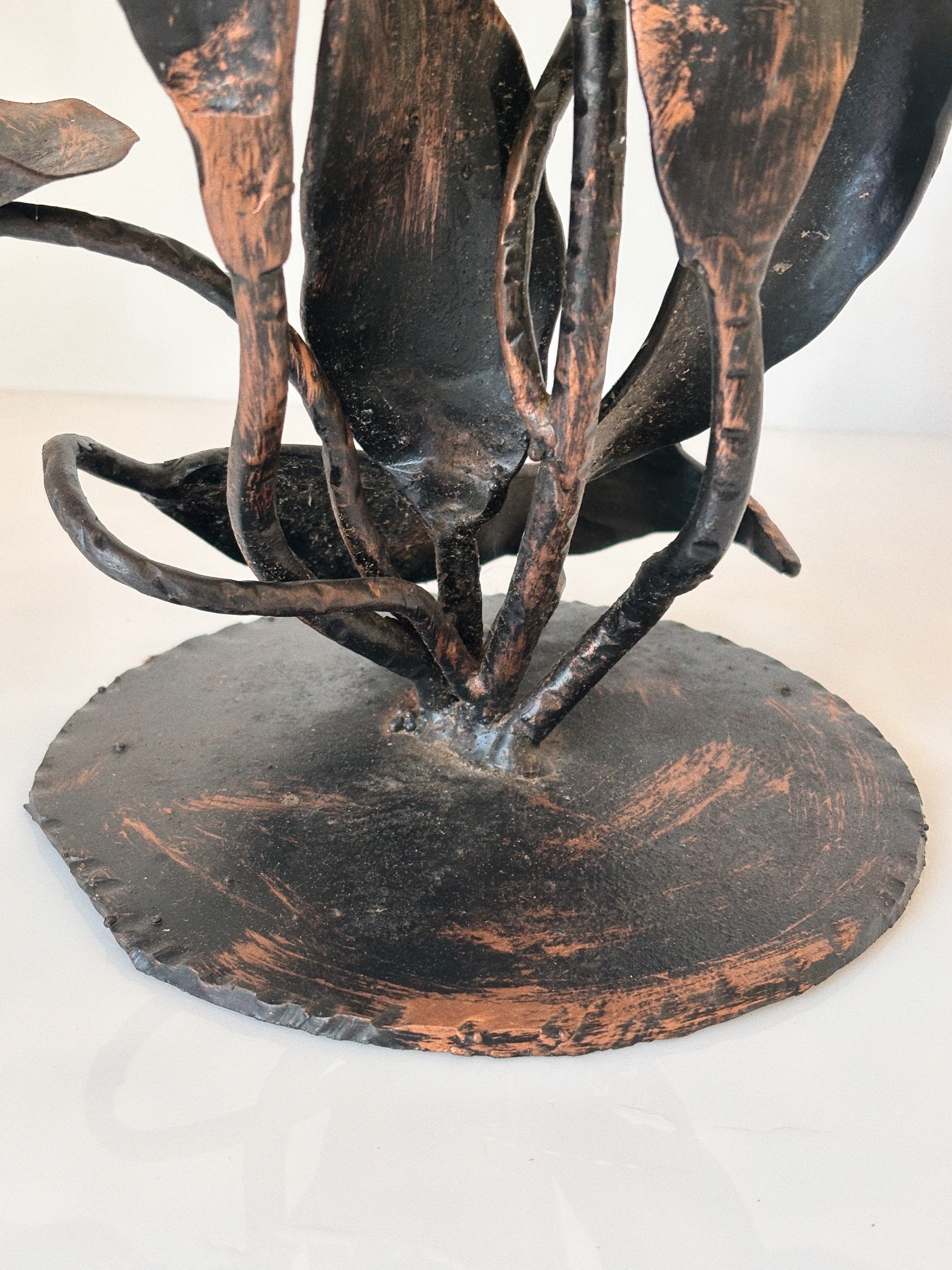 Folk Art Metal Tulip Candleholder, Poland — lifestyle setting
