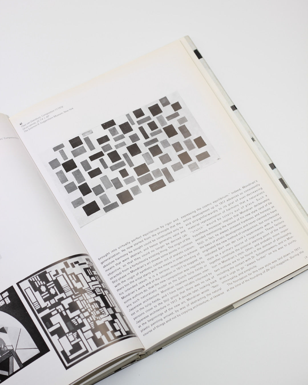 Mondrian — top view of open art book pages