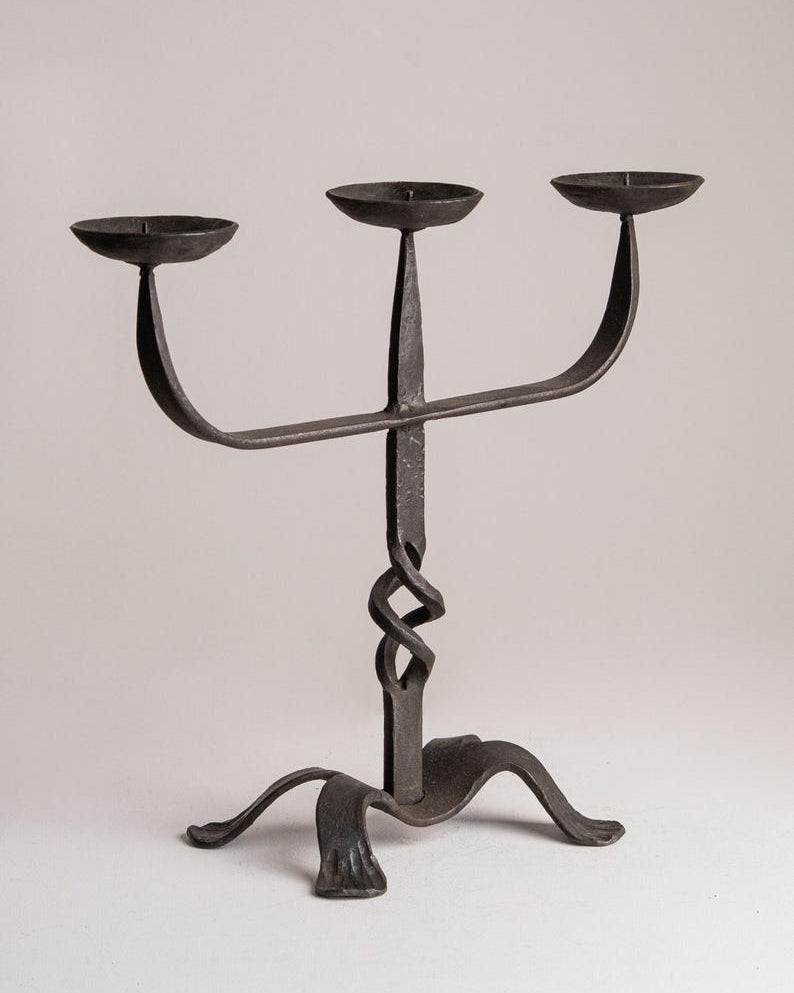 Hand-Forged Spanish Revival Wrought Iron Candelabra by Studio Ecubed | The Oblist