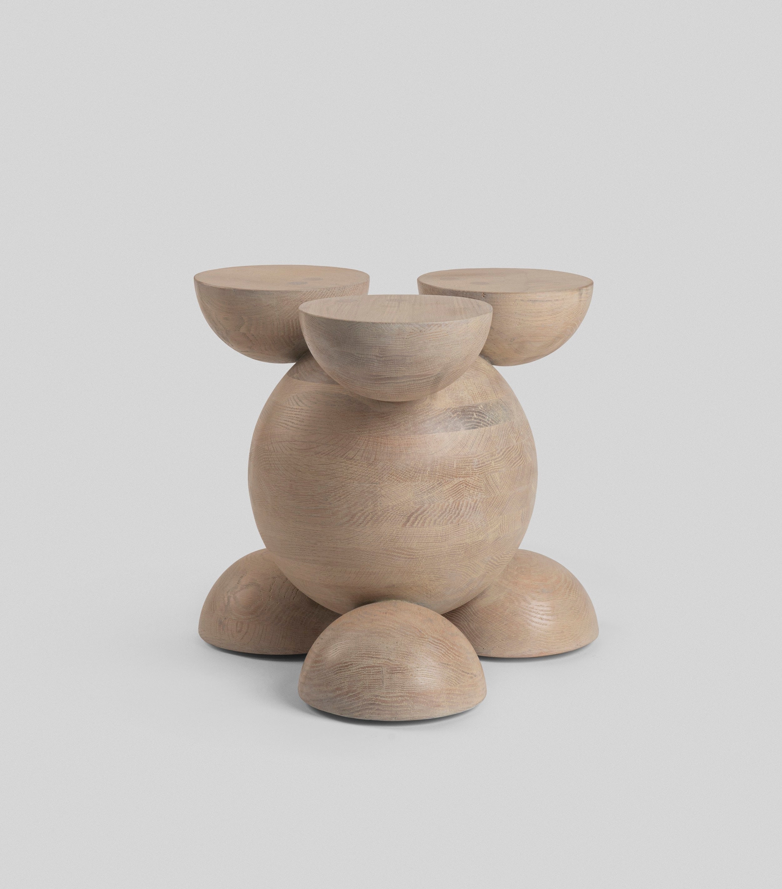 Solid Oak Sculptural Stool - BLEO III by Daniel Couttolenc, Cream Wash Finish — in context