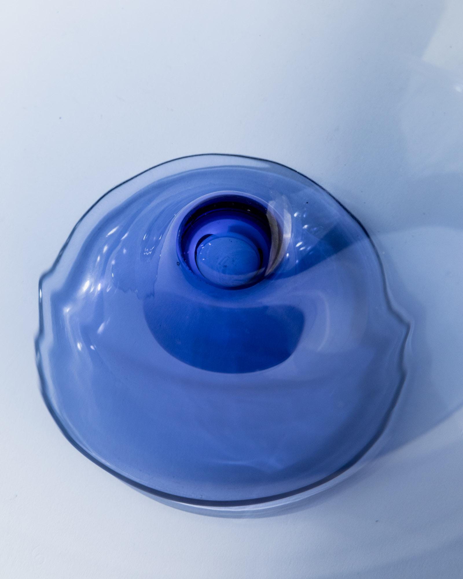 1980s Murano Glass Bowl — top view of blue glass design