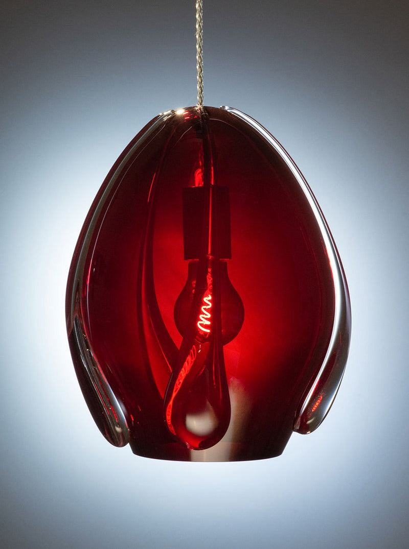Blown Glass Pendant - Ruby Dark — detail view