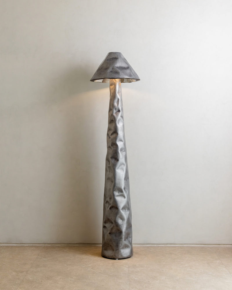 Stainless Steel Mushroom Light by Nitush Aroosh — side angle