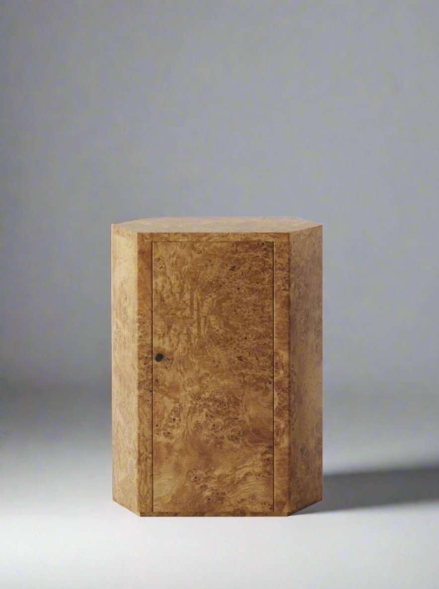 Pair of Park Night Stands in Poplar Burl — side angle