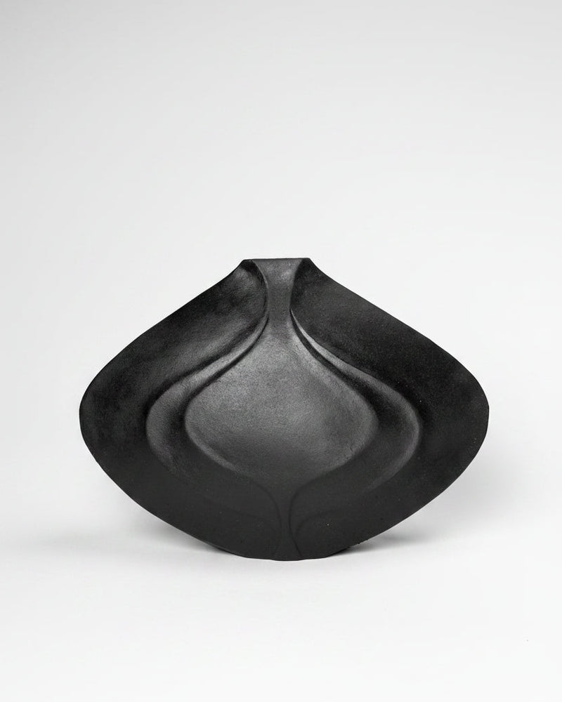 Nami - Modern Vessel in Black Stoneware Clay by Beverly Morrison - Sculptor | The Oblist